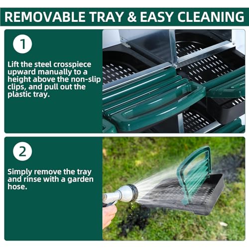 Chicken Nesting Box, 10 Hole 2 Layer Hen Nest Box with Legs, Roll Away Eggs Laying Boxes,Cleanable Pull Out Hen Roosting Boxes