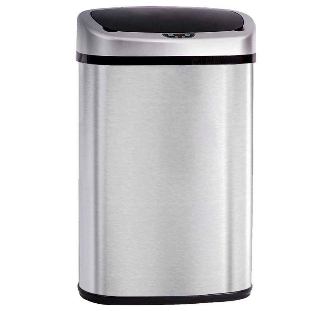 BestOffice Touch Free Sensor Stainless Steel Trash Can 13.2-gallon