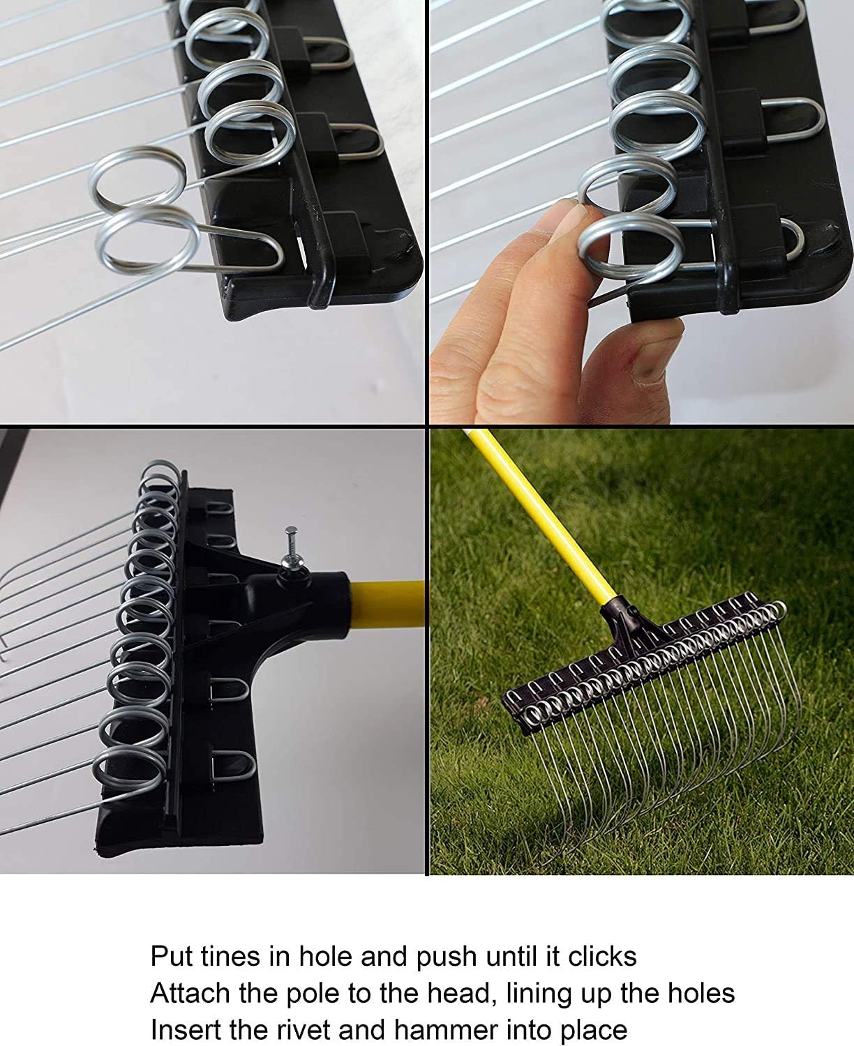 Groundskeeper II Rake 55” Lightweight Fiberglass Handle, w/ 21” Head, Durable Steel Tines for Gardening, De-thatching or Professional Landscaping Pack of 2
