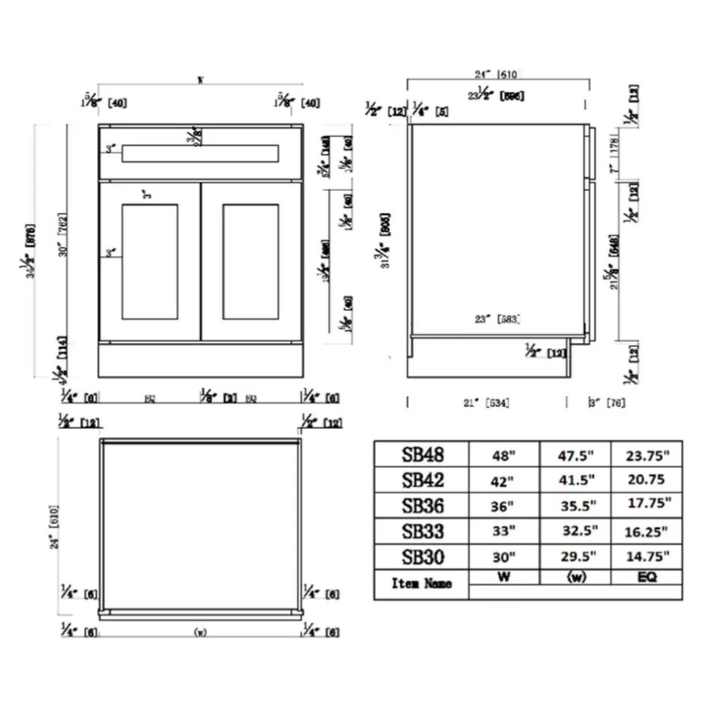 Design House 620286 Brookings Fully Assembled Shaker Style Sink Base Kitchen Cabinet 36x34.5x24, Espresso