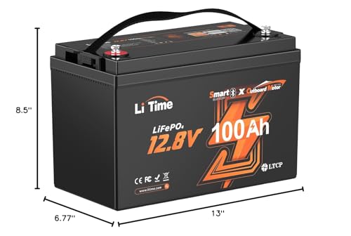 LiTime 12V 100Ah LiFePO4 Battery BCI Group 31 Lithium Battery Built-in 100A BMS, Up to 15000 Deep Cycles, Perfect for RV, Marine, Home Energy Storage