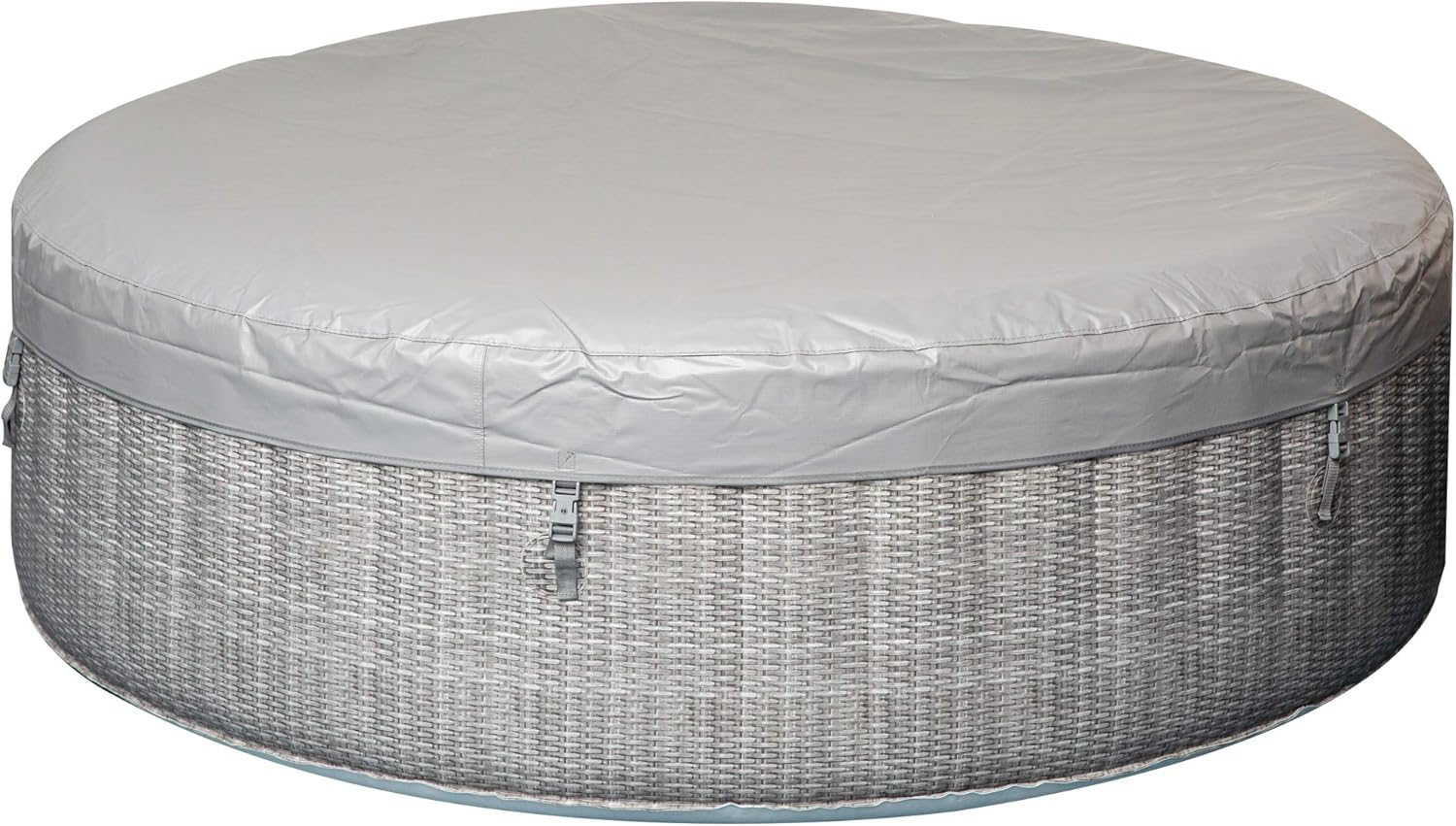 Outsunny 4-6 Person Inflatable Portable Hot Tub Outdoor Round Heated Spa with 130 Jets, Cover, Filter Cartridges, Grey