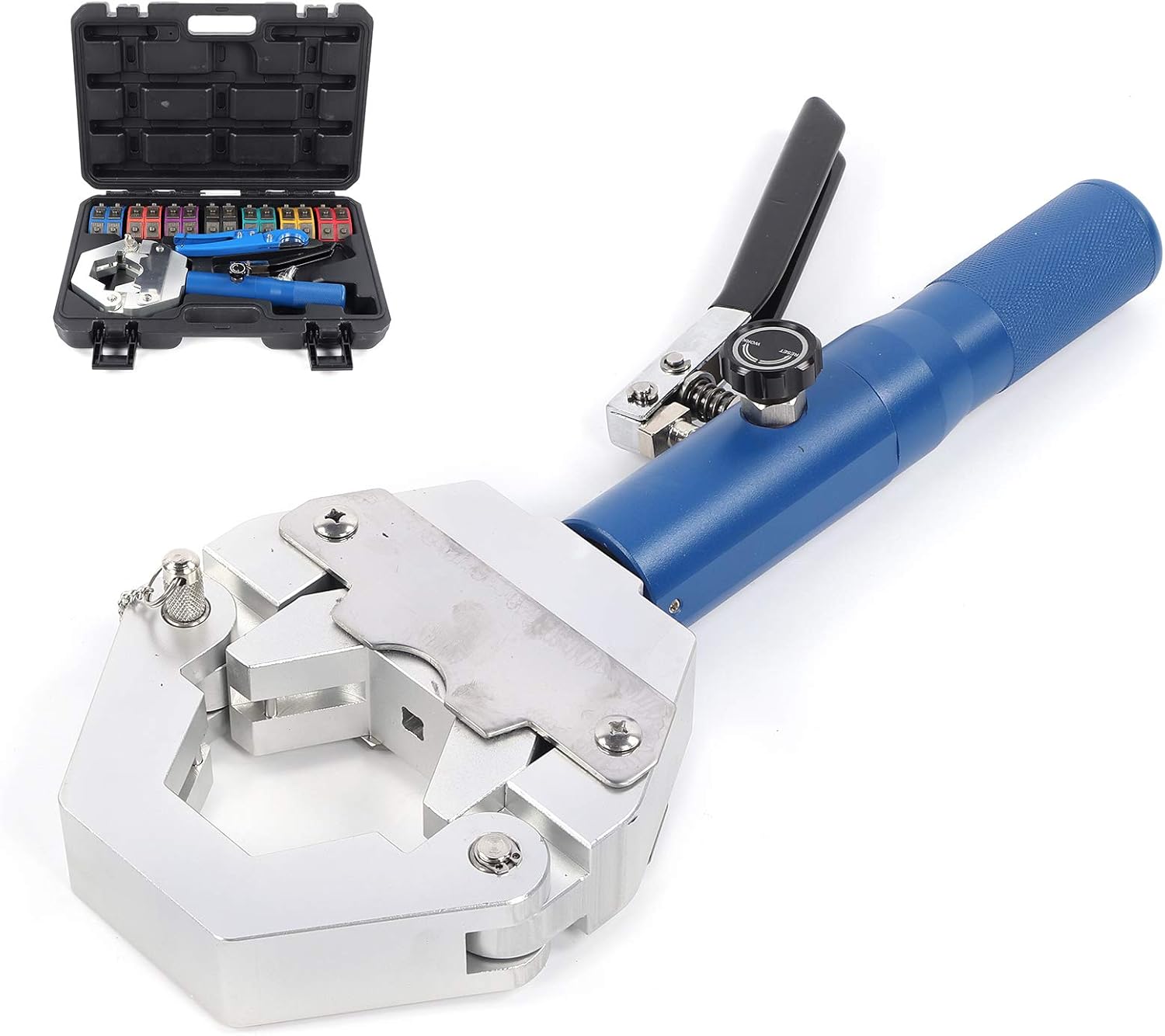 Auto Manual A/C Hose Crimper Kit, Hydraulic Hose Crimping Tool with 7 Die Set, Air Conditioning Repaire Handheld, Durable Aluminum Material