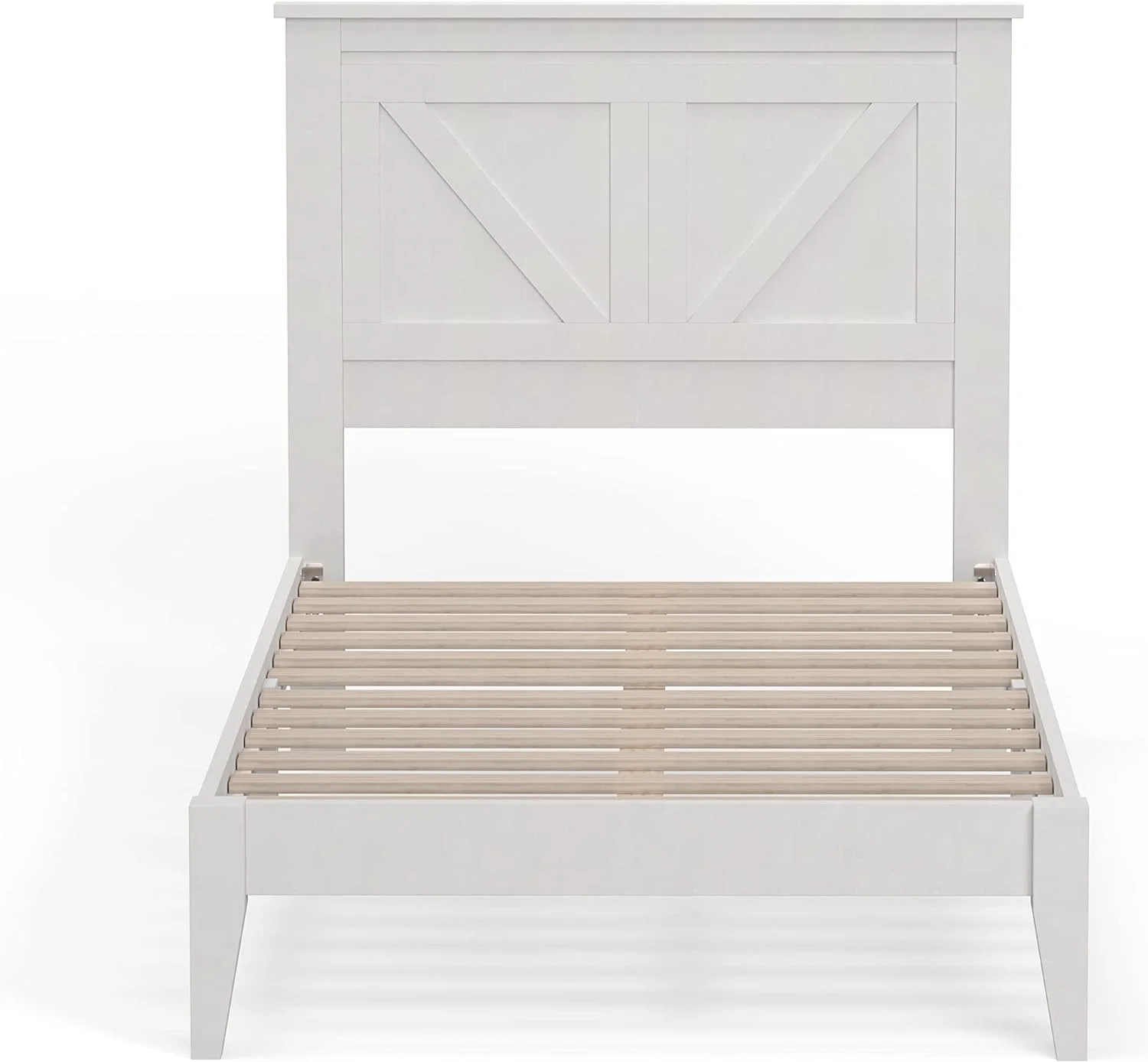 Farmhouse Solid Wood Platform Bed In - Gloss White