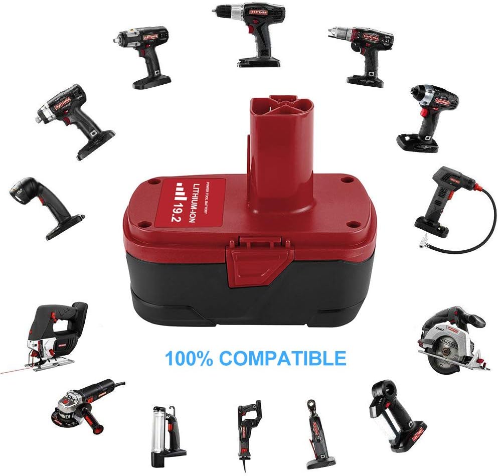 6.0Ah Replacement Battery Compatible with Craftsman 19.2 Volt Lithium Battery C3 DieHard XCP 130279005 1323903 315.pp2025 130211004 315.115410 315.11485 11375 2Pack Pack of 2