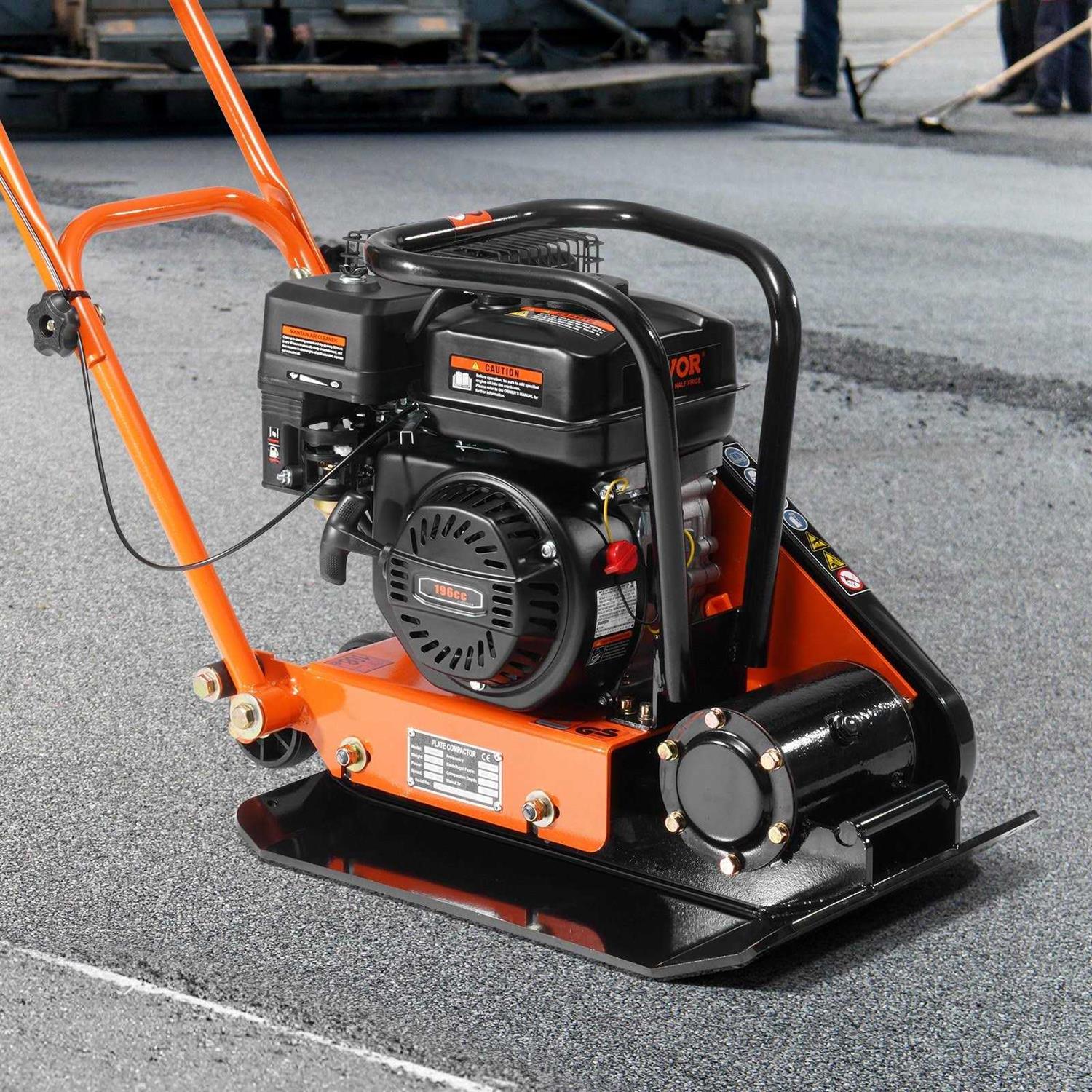 VEVOR Plate Compactor 6.5 HP 196cc Gas Engine 5,600 vpm 4,200 lbs Force Vibratory Compaction Tamper with 22.1 x 15.9 in Plate for Walkways - Shop Hardware Tools Online Store