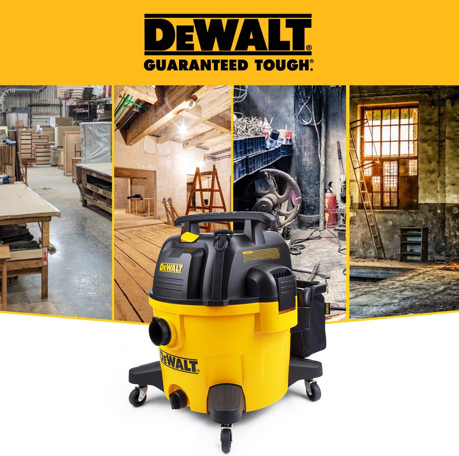 DEWALT 9 Gallon Wet/Dry VAC Heavy-Duty Shop Vacuum with Attachments, 5 Peak HP, with Blower Function, DXV09PA, Yellow