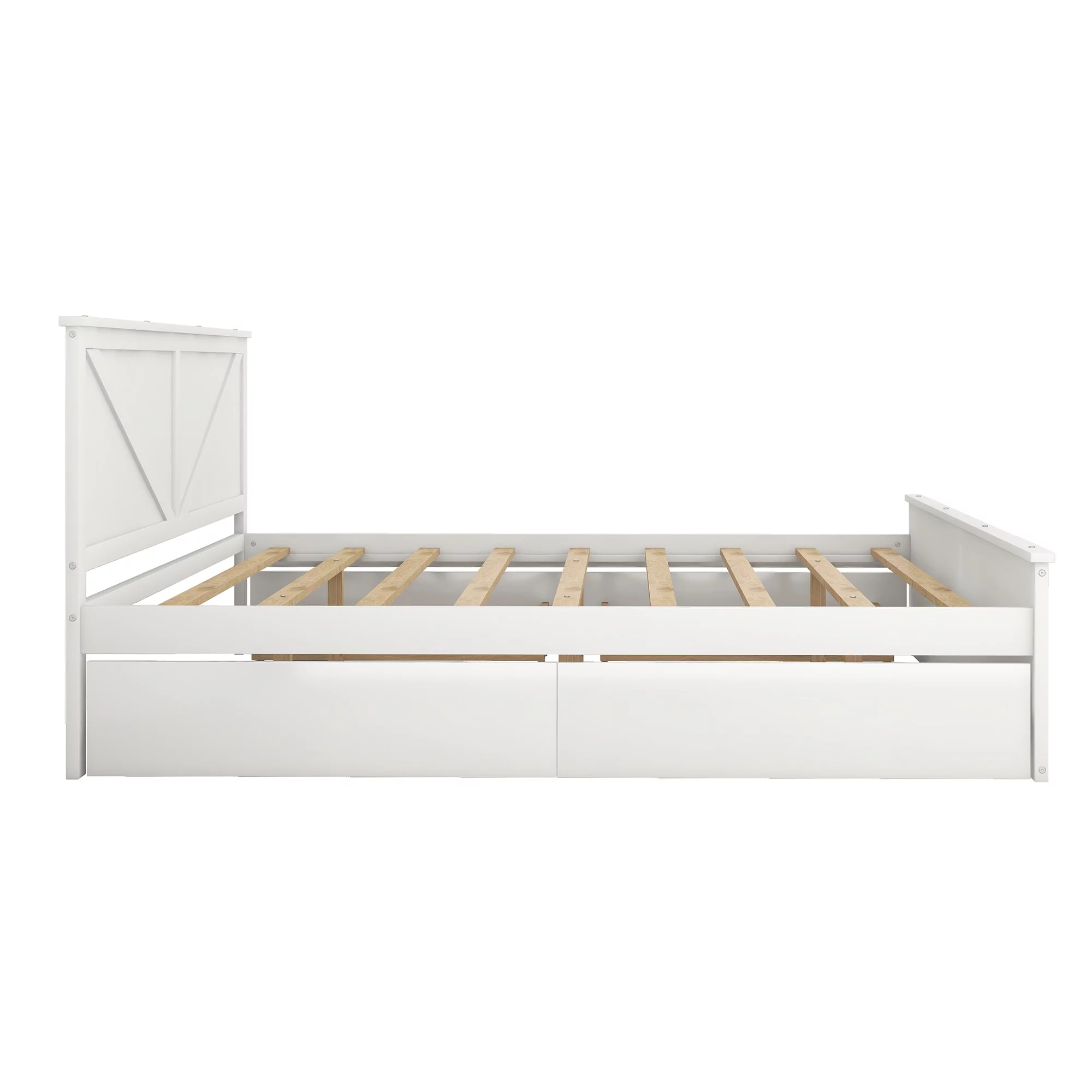iRerts King Bed Frame with Headboard, Solid Wood King Platform Bed Frame with Storage Drawers, Slats Support and Support Legs, Modern King Size Bed Frame No Box Spring Needed for Bedroom, White
