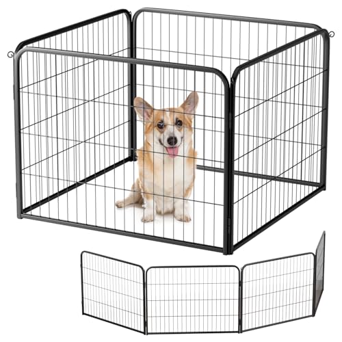 BestPet Dog Playpen Indoor 40 inch 16 Panels Metal Dog Pen Pet Dog Fence Outdoor Exercise Pen with Doors,Pet Puppy Playpen for RV Camping Yard, Black
