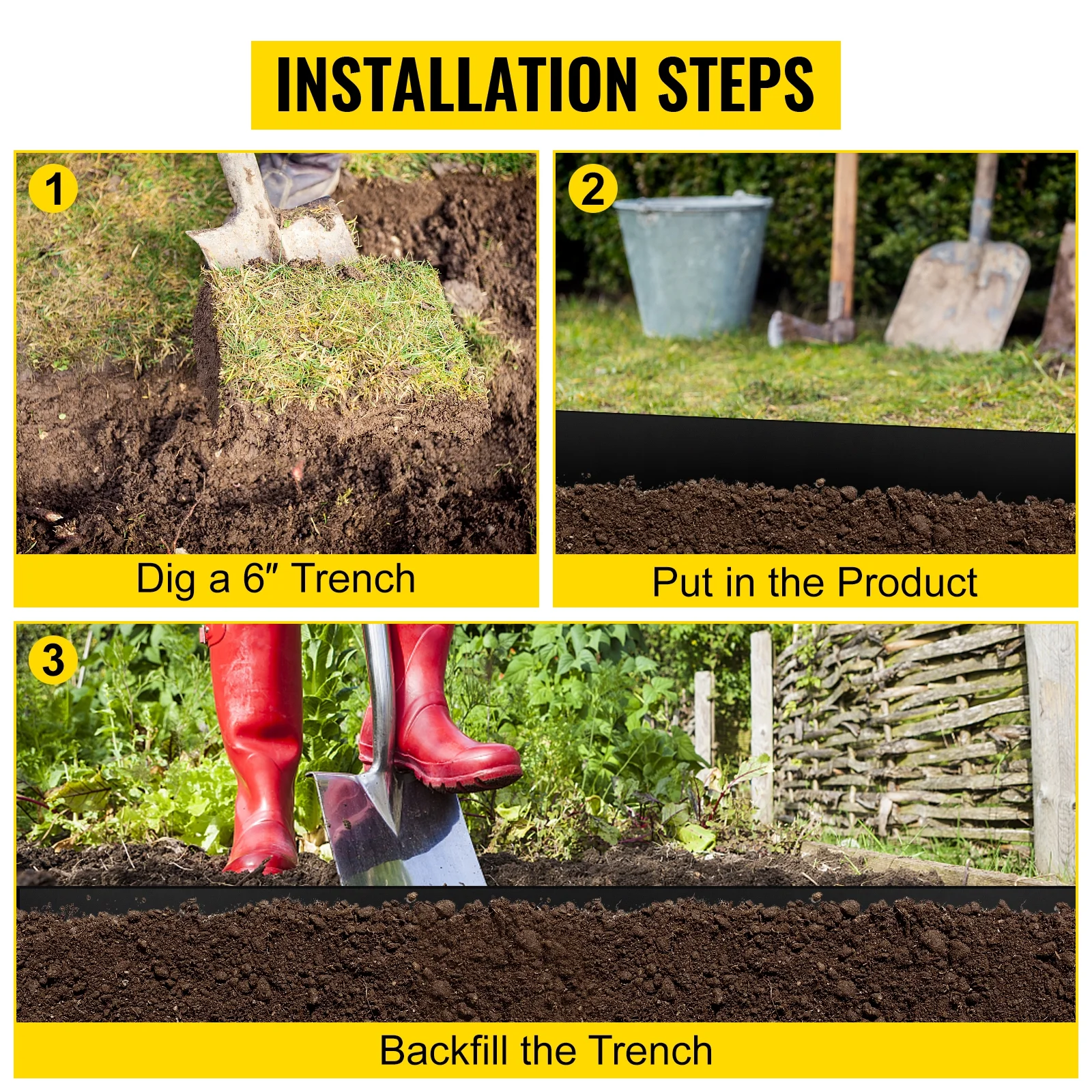 BENTISM Landscape Edging Terrace Board 40 ft Length 10 inch Depth Lawn Garden - Curated Treasures Market