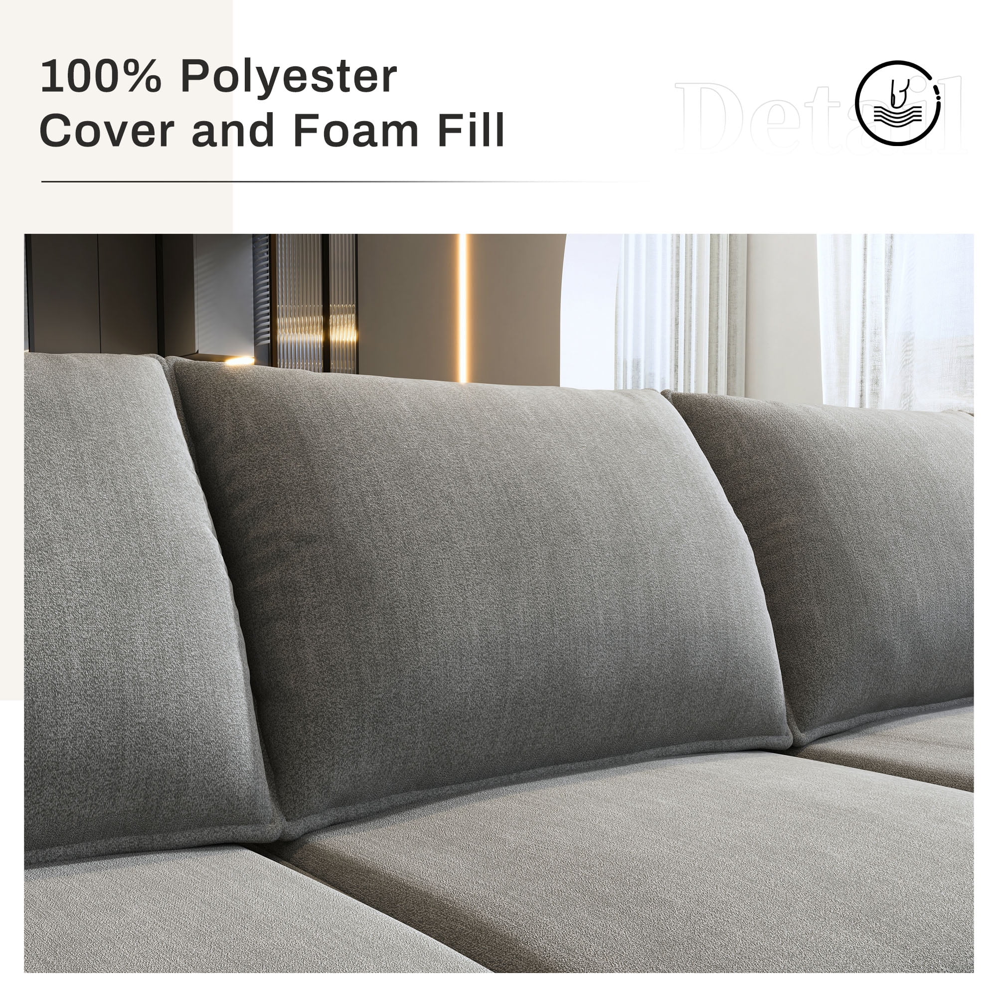 HONBAY Reversible Sectional Sofa Couch Set U Shaped Couch Sofa Sets for for Apartment/Living Room 8 Seats Sofa Sectional with Storage Ottomans, Grey