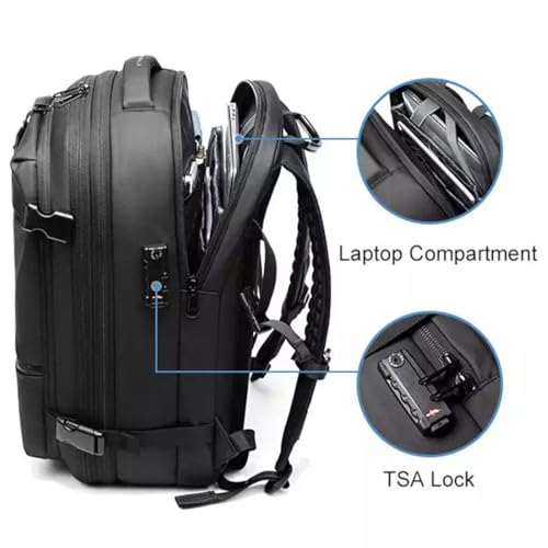 Vacpack Backpack, 60L Expandable Backpack with Vacuum Compression, Water Resistant, Anti Theft Vacpack Travel Vacuum Backpack (Black + Electric Vacuum)