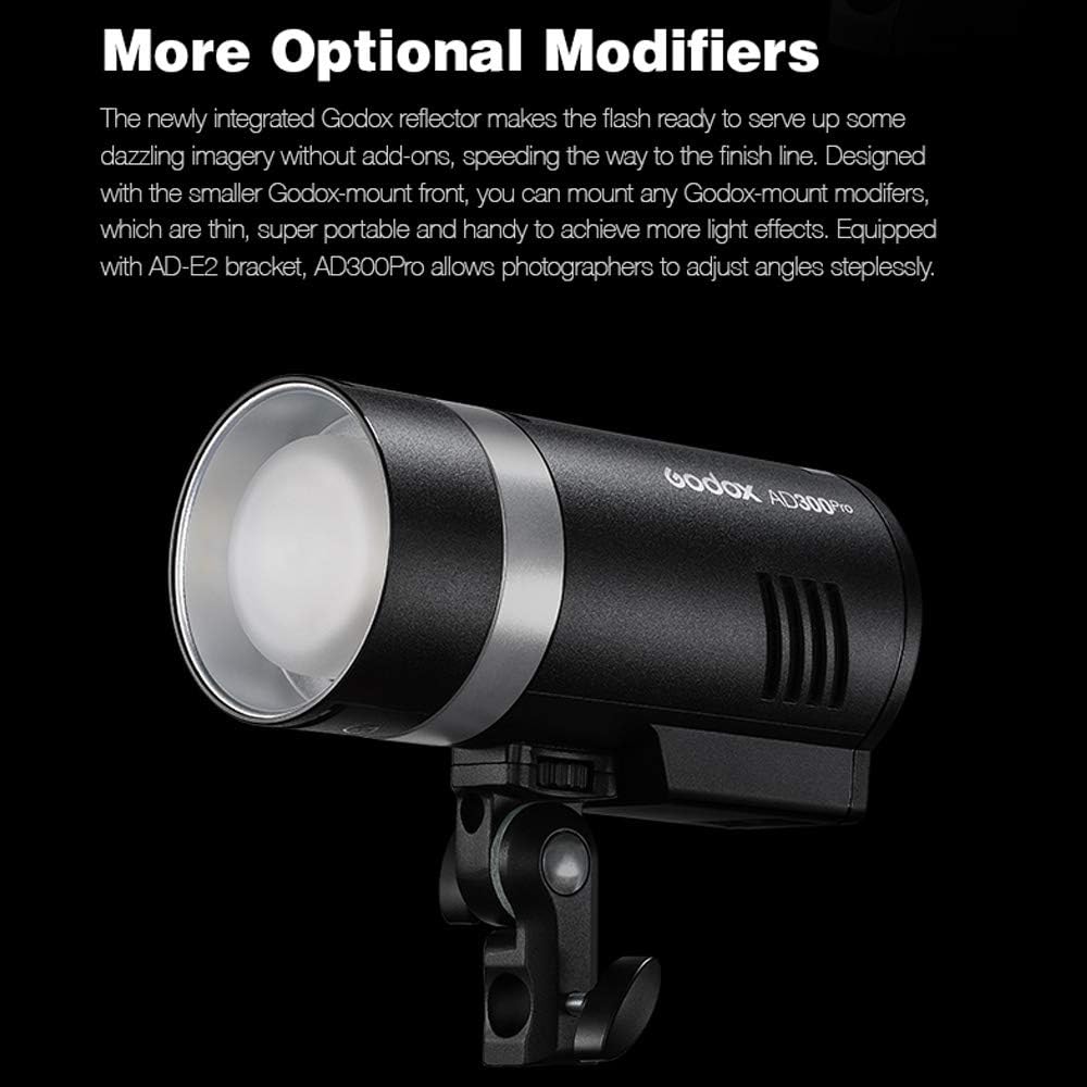 Godox AD300Pro AD300 Pro, 300W 2.4G TTL Flash Strobe Monolight, 1/8000 HSS, 0.01-1.8S Recycle Time, 300 Full Power Pops, 5600±100K, 12W Brightness Adjustable Bi-Color Modeling Led, W/Handheld Grip