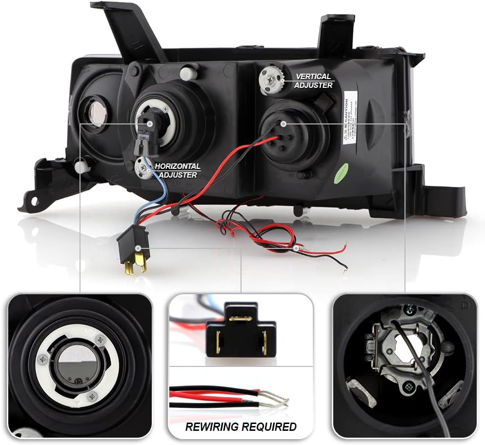 ACANII - For 2004 2005 2006 Scion Xb LED Halo Ring Black Housing Projector Headlights Headlamps, Driver & Passenger Side