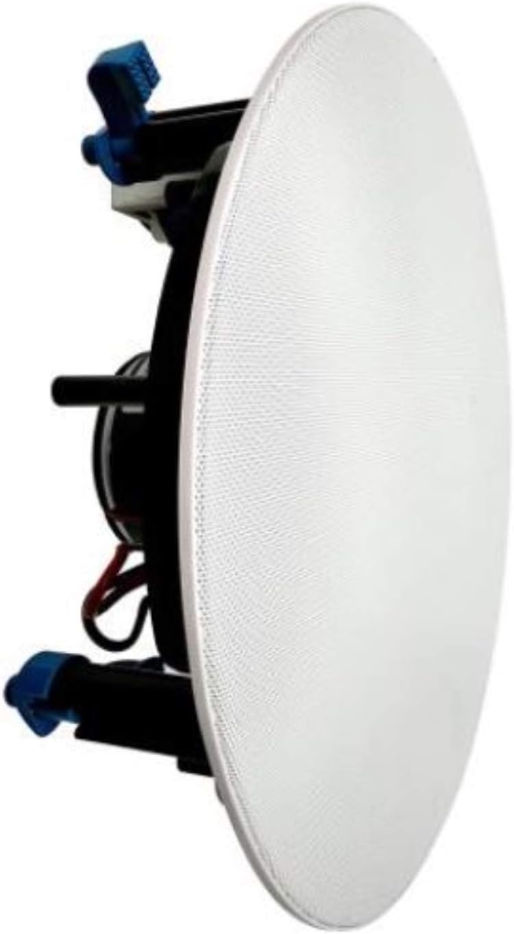Ceiling and Wall Mount Speaker - 8” 2-Way 70V Audio Stereo Sound Subwoofer Sound with Dome Tweeter, 600 Watts, in-Wall & in-Ceiling Flush Mount for Home Surround System - Pyle PDIC8LT (White) Pack of 2
