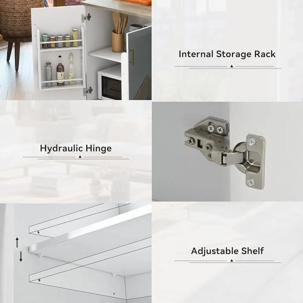 RUNFAYBIU Rolling Kitchen Island with Power Outlet Kitchen Island with  and Wheels  Rolling Kitchen Cart Cabinet with Shelves Drawer and Large Solid Wood Drop Leaf Desk Top