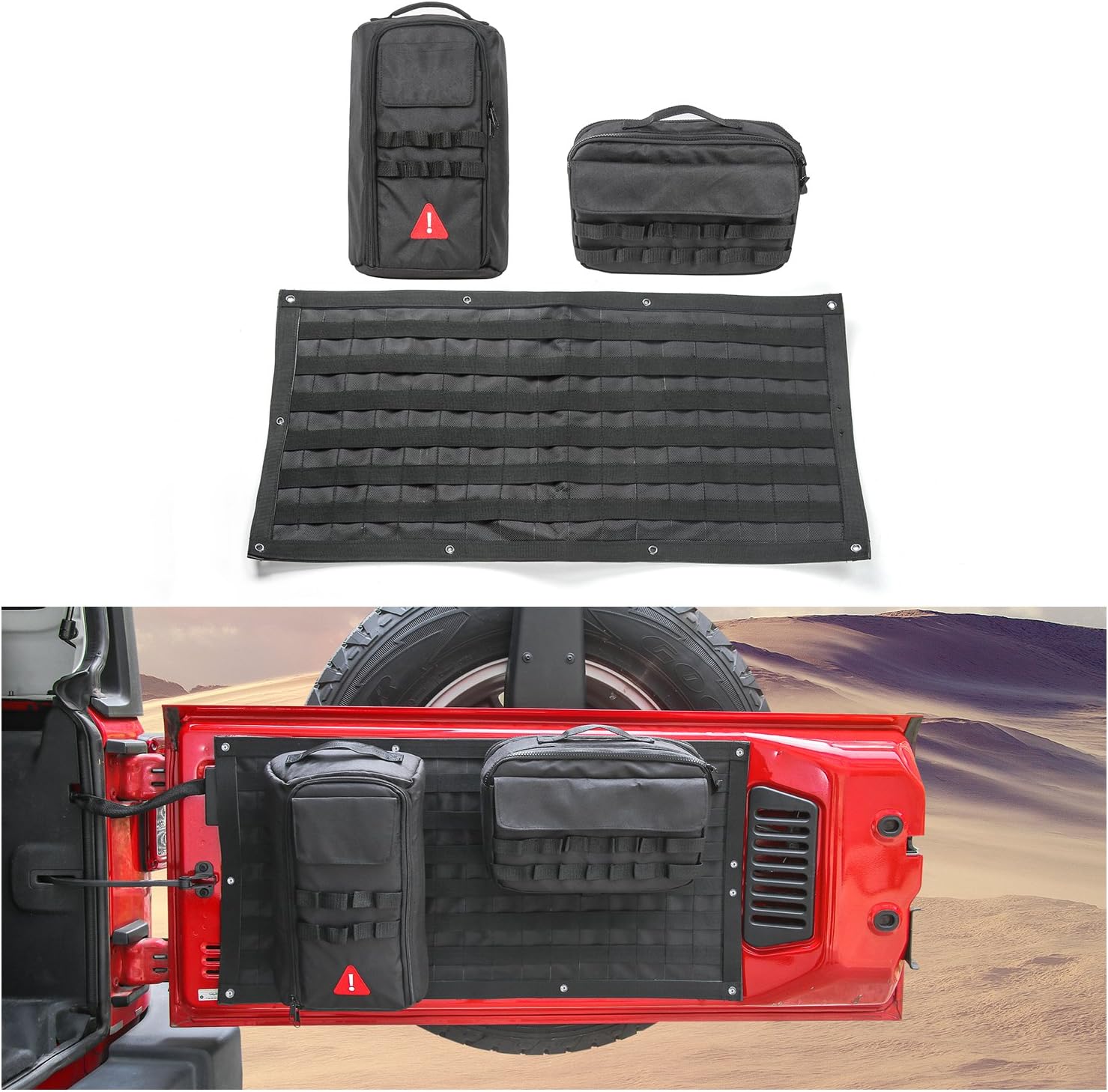 Voodonala Canvas Tailgate Cargo Storage Bag & Tool Kit Organizer Pockets for 2007-2018 Jeep Wrangler JK JL Unlimited
