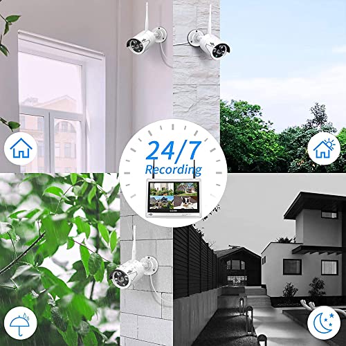 [Wireless Pro, 100ft Range] Hiseeu Wireless Security Camera System, Expandable 16CH 4K NVR, 4Pcs 3MP Night Vision WiFi Cameras Home Surveillance Outdoor, Motion Detection, 1TB HDD, One-Way Audio