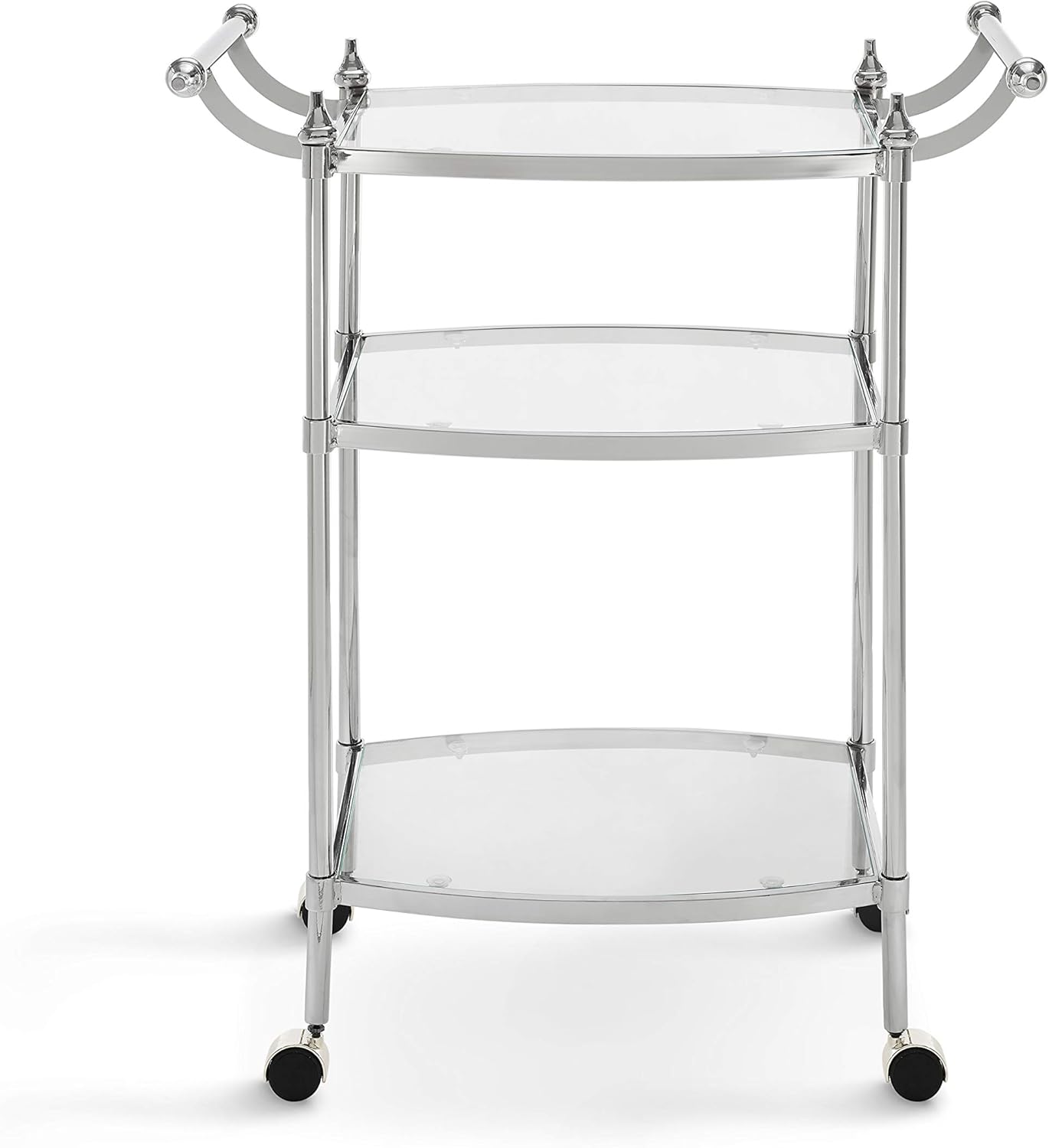 Powell Chrome and Clear Glass Mobile Bar Smith Cart
