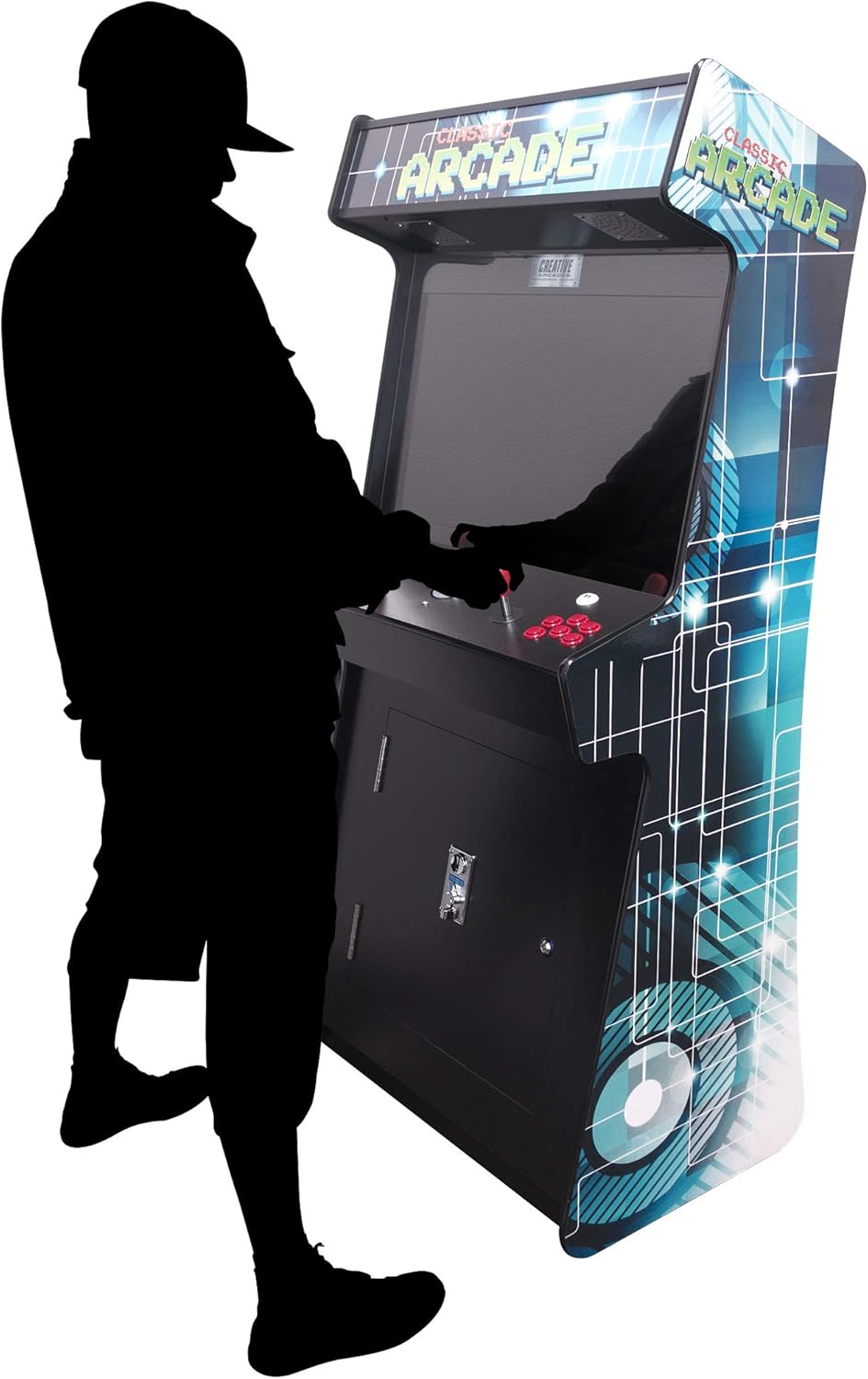 Creative Arcades Full Size Stand-Up Commercial Grade Arcade Machines | 2 Player | 3500 Games | 32" LCD Screen | 2 Sanwa Joysticks | Trackball | 3 Year Warranty