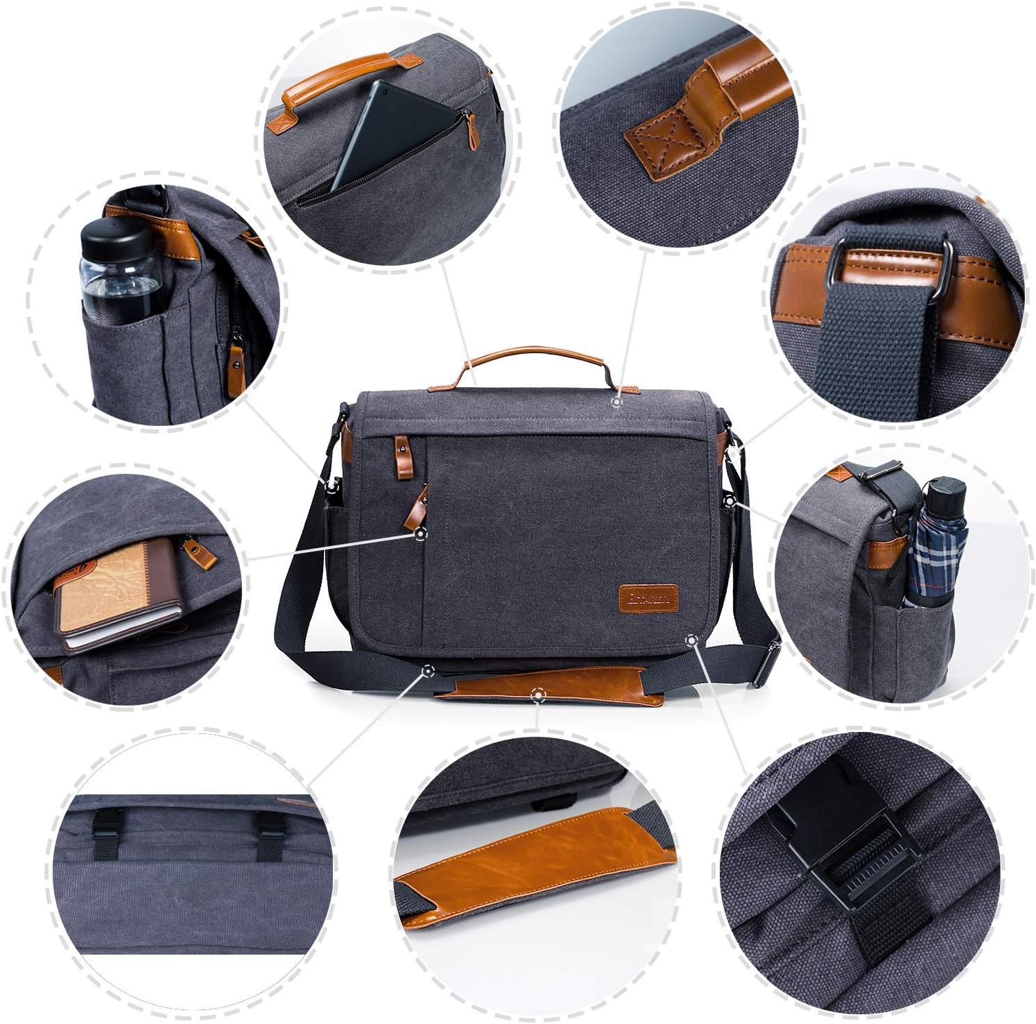 Estarer Camera Messenger Bag for SLR/DSLR Digital Cameras Laptop 15.6inch Shoulder Bag with Camera Insert Sleeve Upgraded Version