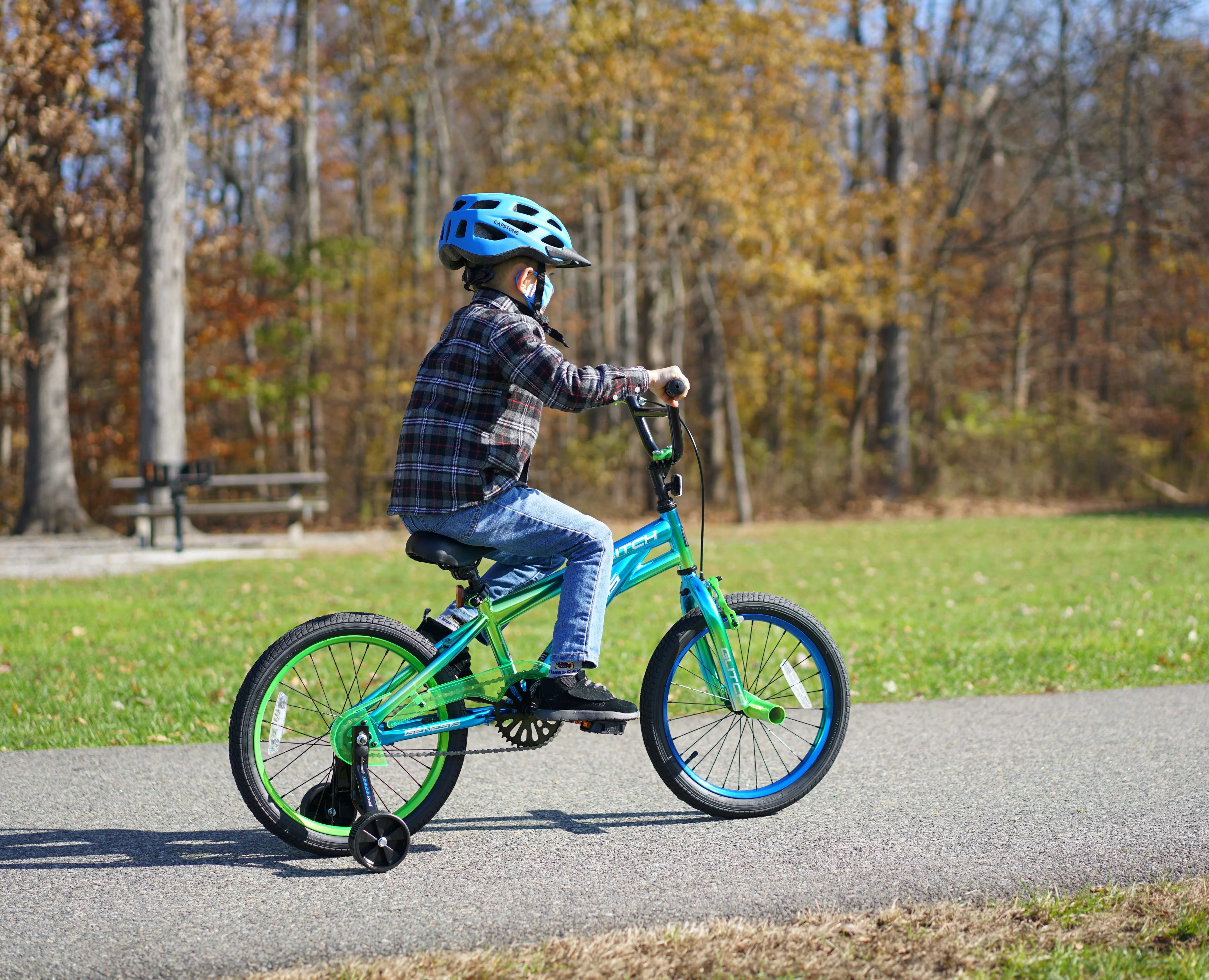 Genesis 18 Glitch Boy's BMX Bike, Blue/Green