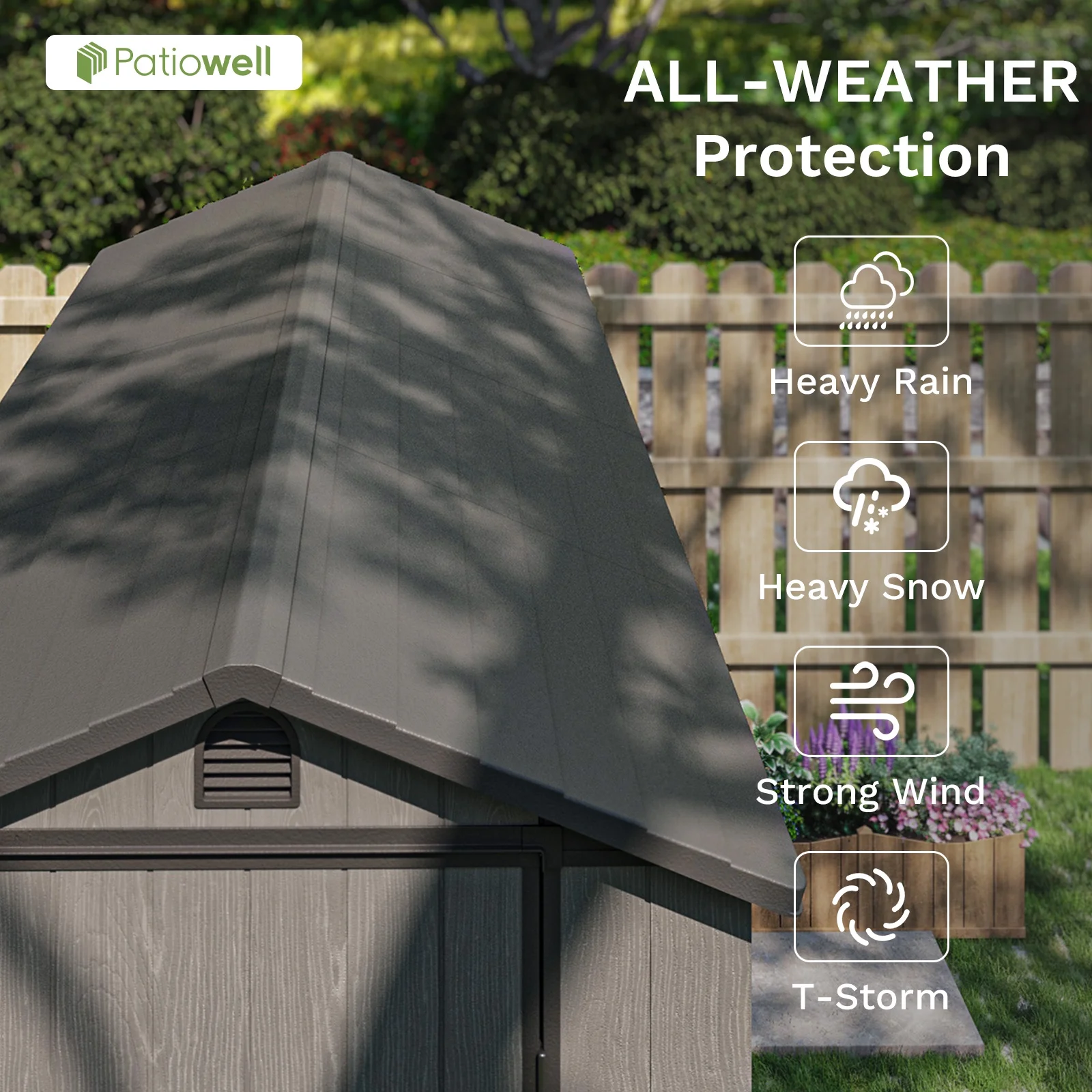 Patiowell 4x8 Resin Shed for Outdoor, Garden tool Storage Shed with Design of Lockable Doors, Tool Storage for Garden