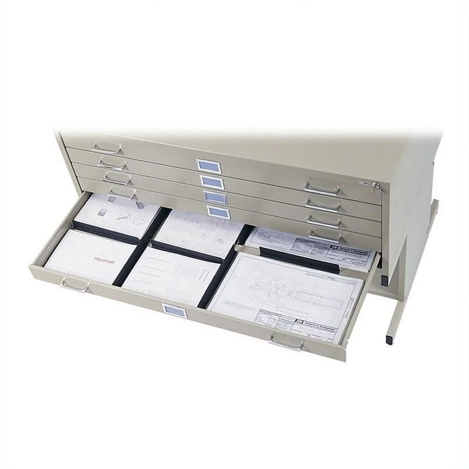 Safco 5 Drawer Flat File Cabinet with Closed Base in Brown