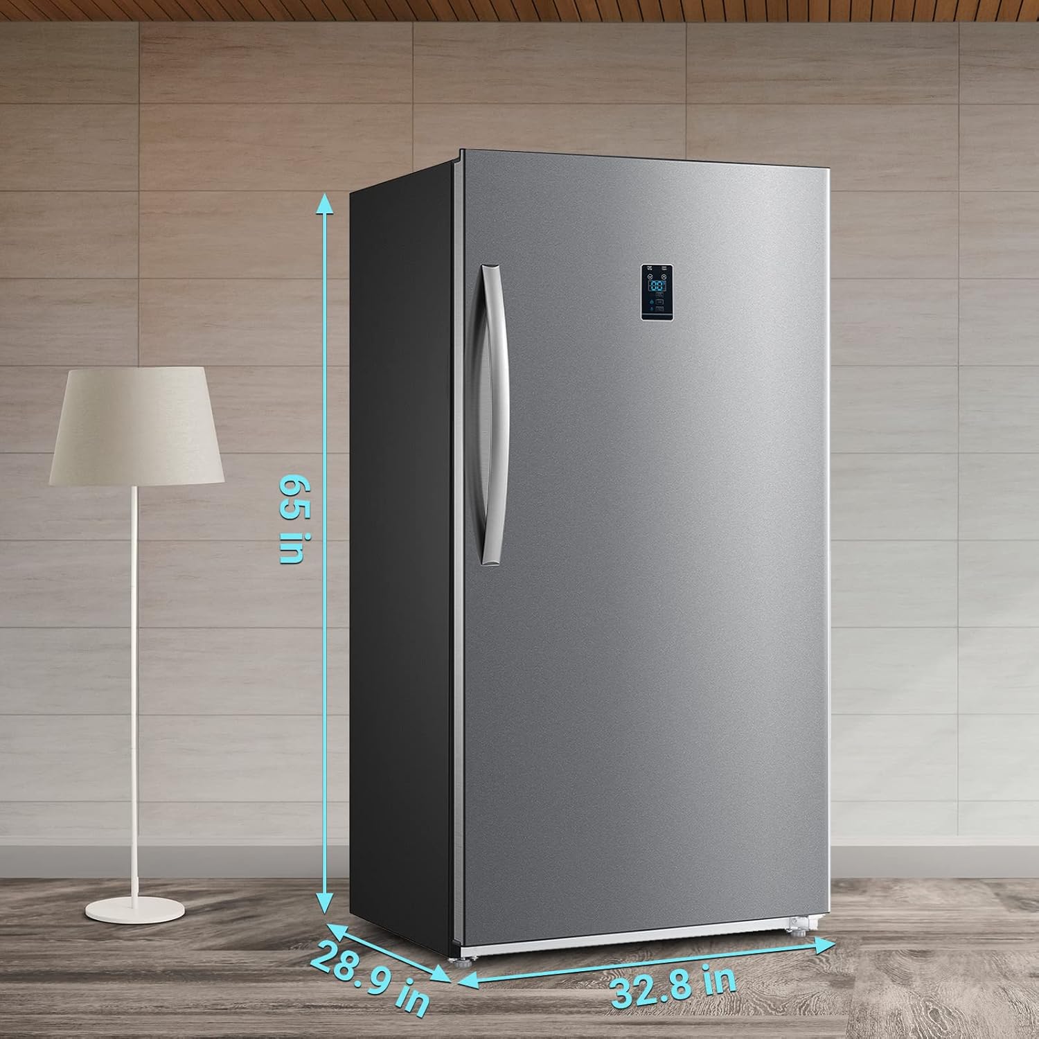 17 Cu. Ft Upright Freezer, Stand Up Freezer, Freestanding Vertical Freezer with Garage Ready, Front Open Single Door, Stainless steel