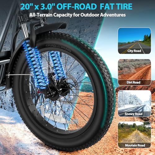 Caroma Peak 800W Foldable Electric Scooter Adults, 20" Fat Tire Electric Bike with 48V Battery, Up to 30Miles & 20MPH, Adult Electric Bicycles for Commuting with Basket&Adjustable Seat