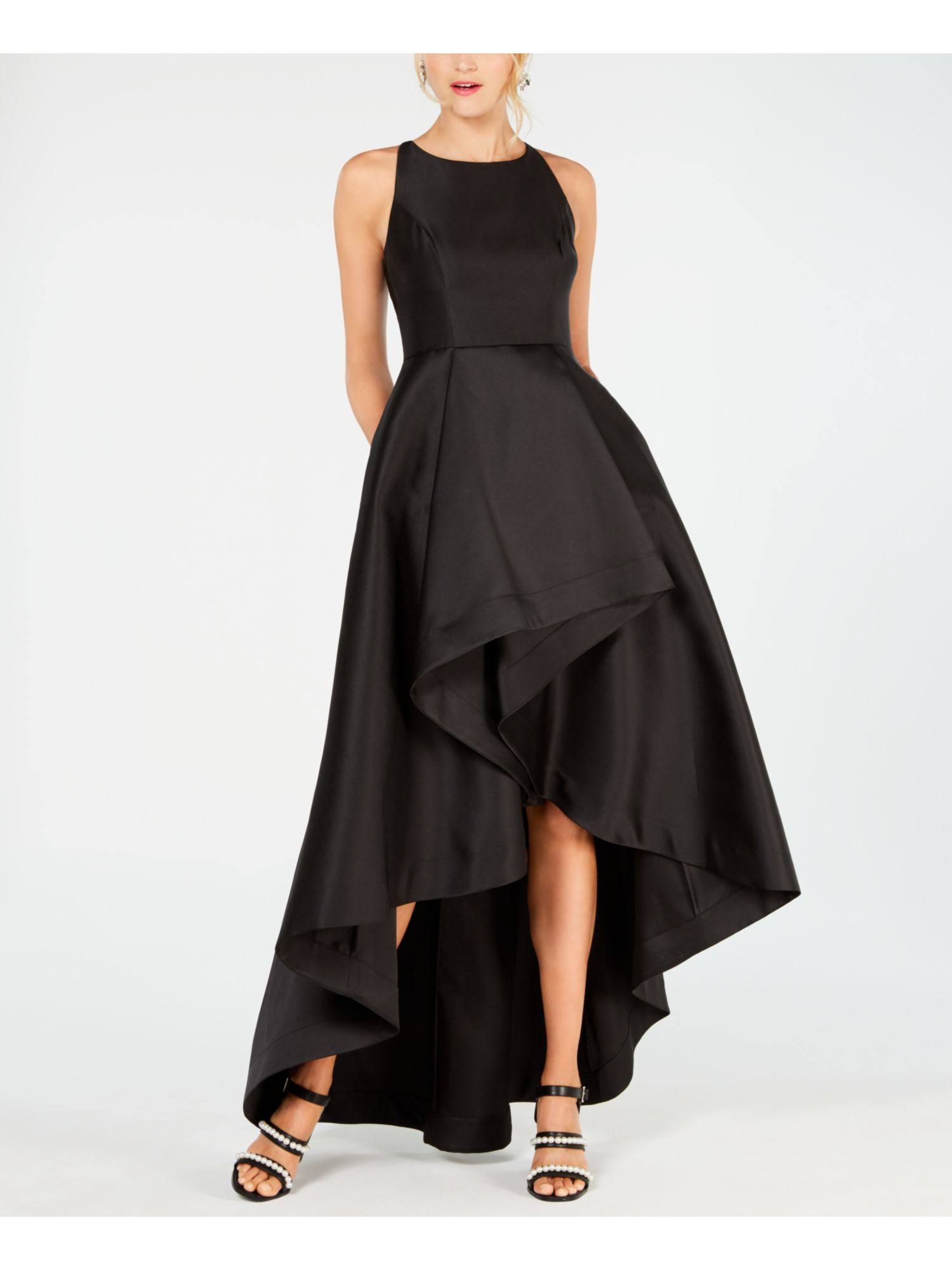 Adrianna-Papell Mikado High-Low Gown Black / 10