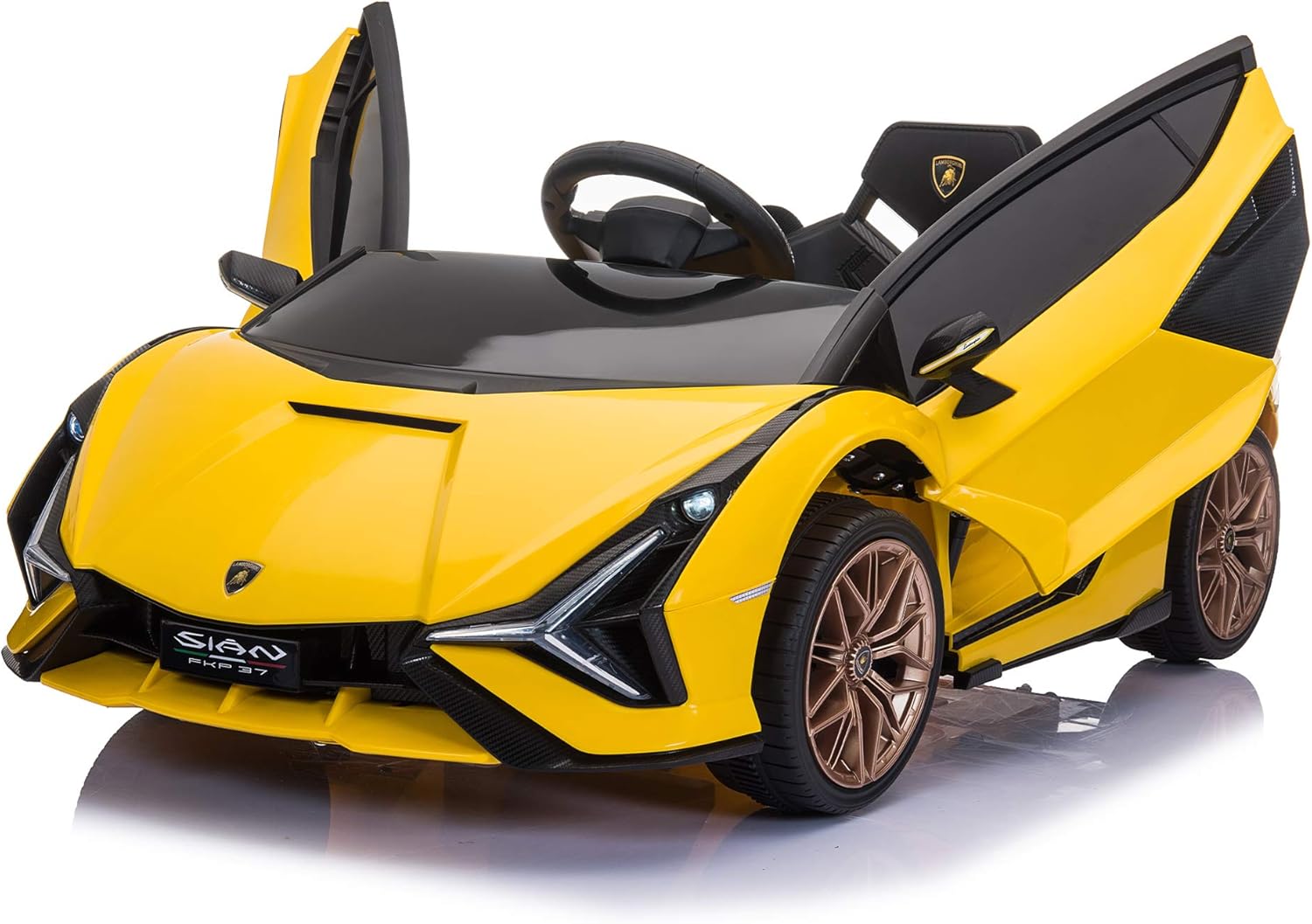 TOBBI 12V Electric Ride On Car for Kids, Licensed Lamborghini Sian Battery Powered Motorized Vehicles w/ Parent Remote Control, LED Lights Horn, Red
