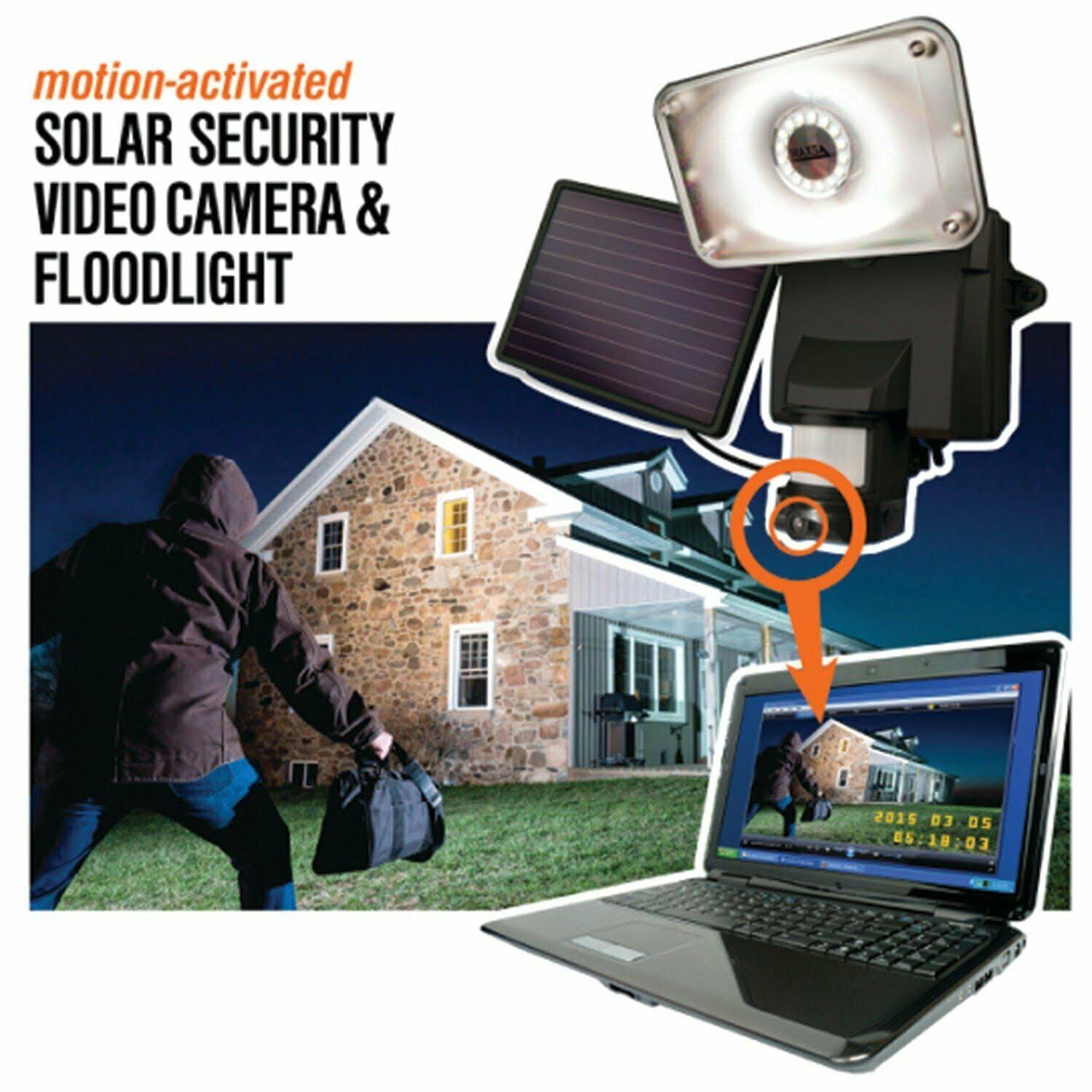 Maxsa Innovations Solar Powered Security Video Camera Floodlight