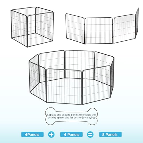BestPet Dog Playpen Indoor 40 inch 16 Panels Metal Dog Pen Pet Dog Fence Outdoor Exercise Pen with Doors,Pet Puppy Playpen for RV Camping Yard, Black