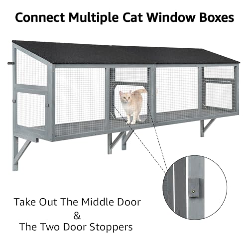 beeNbkks Bug Proof Cat Catio, Window Box Enclosure for Indoor Cats, Wooden Cat Window Perch House, Expandable for Multi Cats, Secure Comfortable Outdoor Haven for Cats, Keep Bugs Insects Out