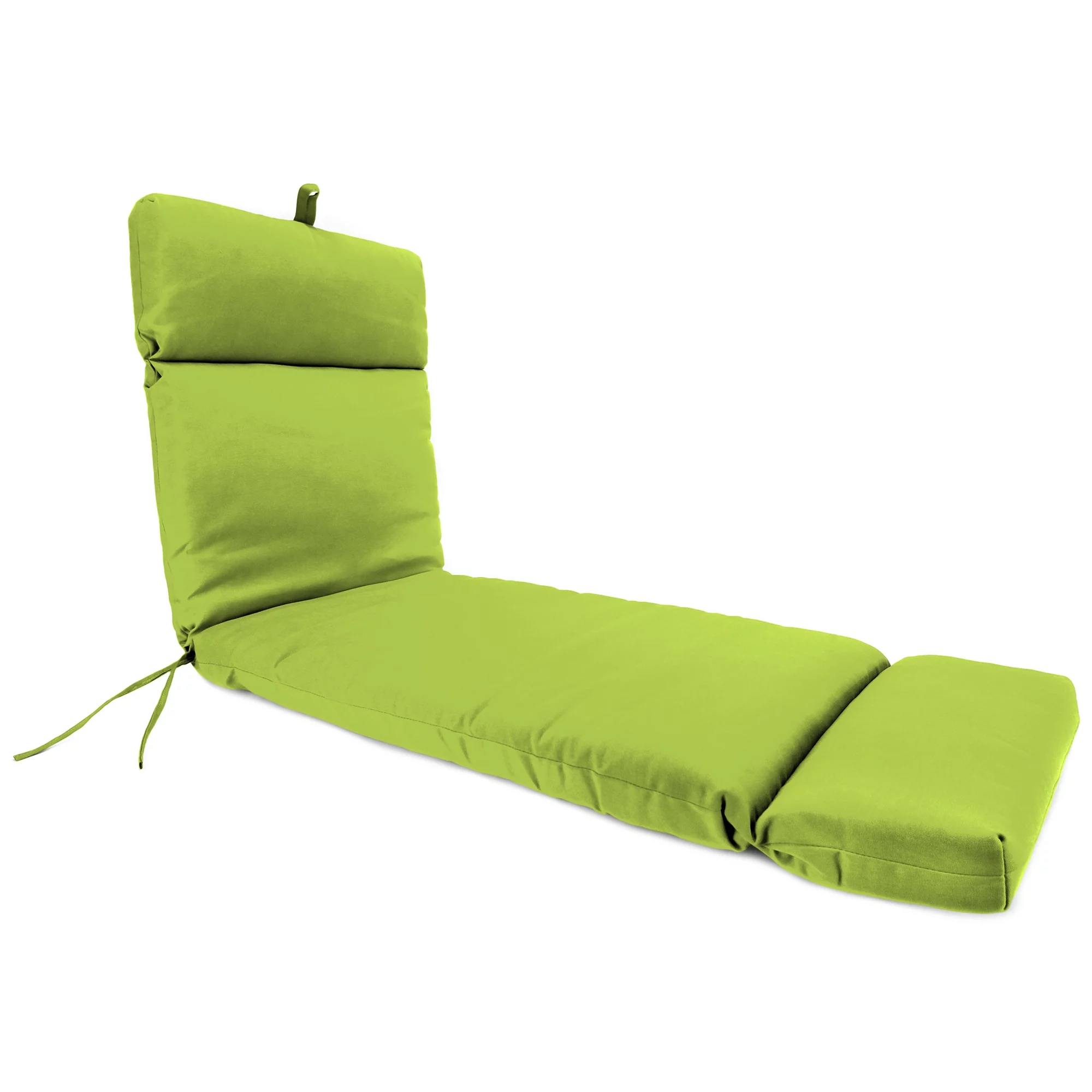 Jordan Manufacturing Sunbrella 72" x 22" Canvas Macaw Green Solid Rectangular Outdoor Chaise Lounge Cushion with Ties and Hanger Loop