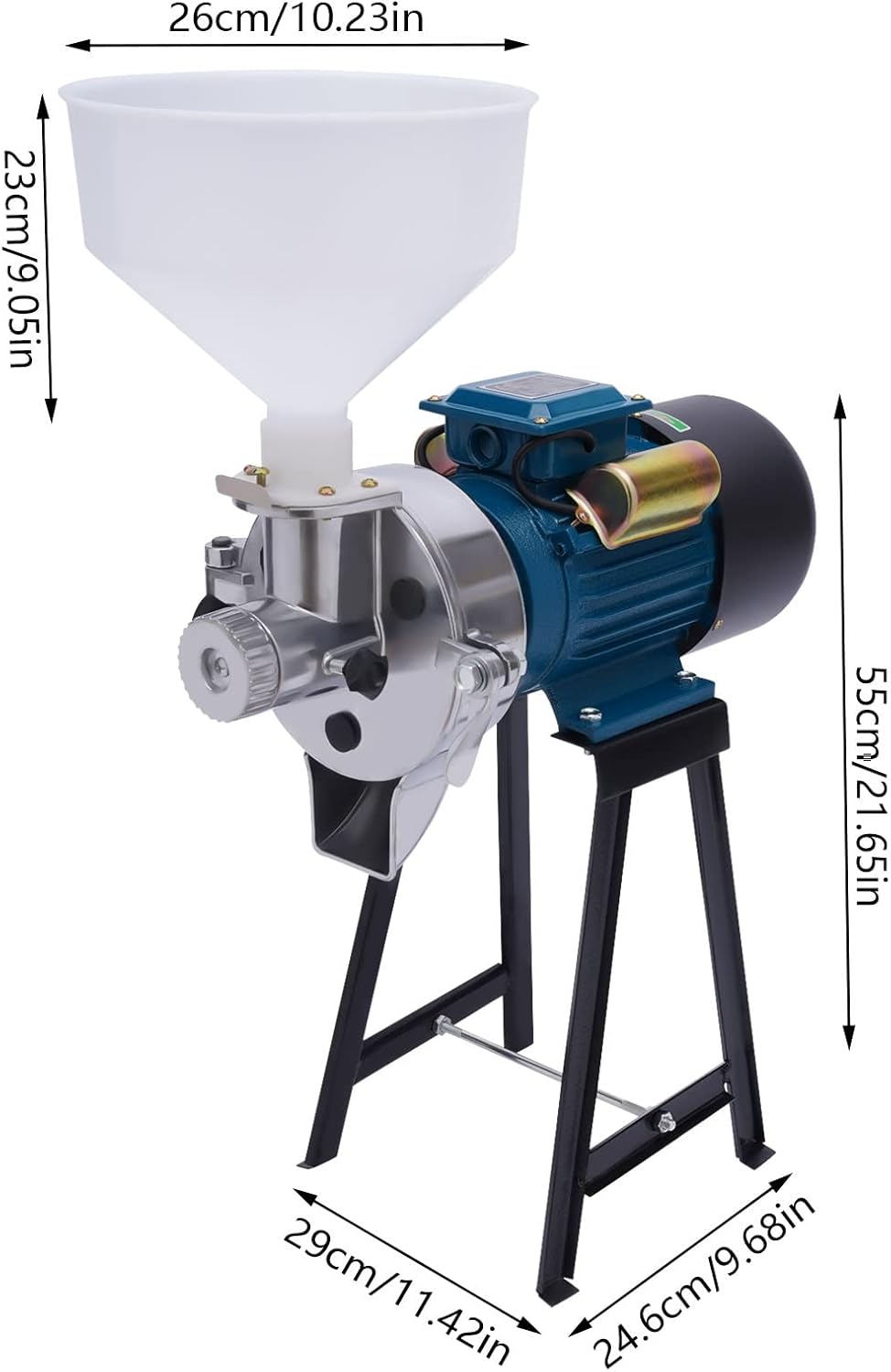 110V 2200W Electric Grain Mill Grinder Machine Wet and Dry Mill Machine W/Funnel Feed Soymilk Wheat Cereals Grinder Flour Mill Grinder for Home and Commercial Use Grinding Machine