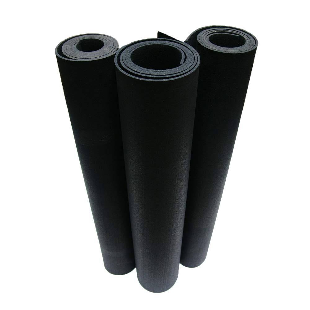 Rubber Cal Recycled Floor Mat, Black, 1/4-Inch x 4 x 8-Feet
