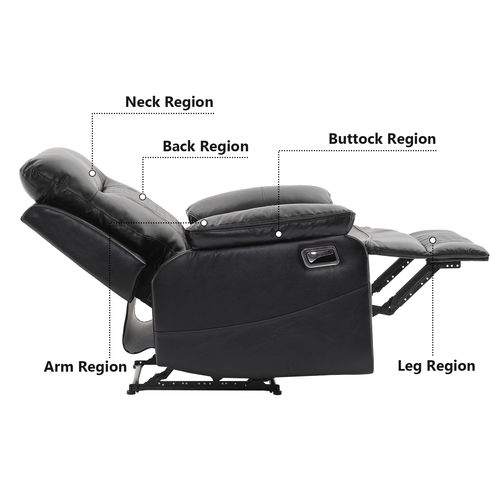 BonzyHome Recliners Single Recliner Chairs for Adults, Reclining Chair Manual Sofas for Living Room Overstuffed Home Theater Seating PU Leather Reclining Furniture, Black