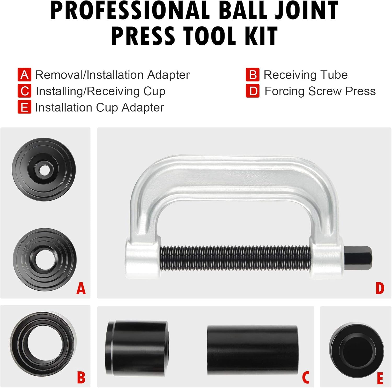 Heavy Duty Ball Joint Press & U Joint Removal Tool Kit with 4x4 Adapters, for Most 2WD and 4WD Cars and Light Trucks