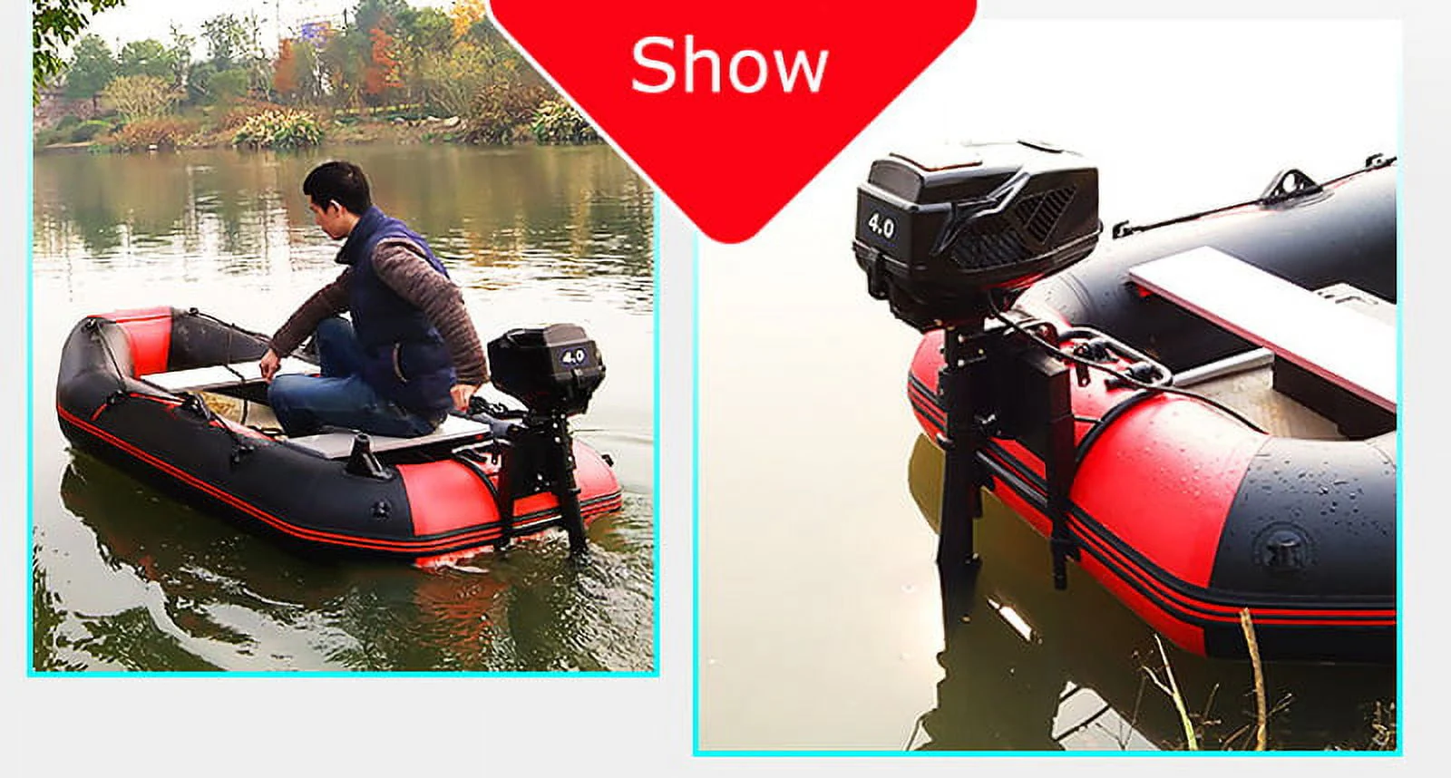 Intbuying 4HP 48V Electric Outboard Trolling Motor Fishing Boat Engine 1000W Brushless Motor