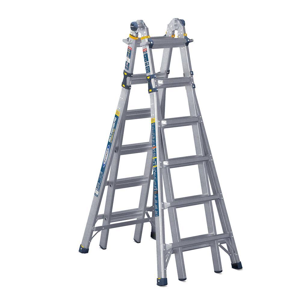 Werner 26 ft. Reach Aluminum 5-in-1 Multi-Position Pro Ladder with PowerLite Rails 375 lbs. Load Capacity Type IAA Duty