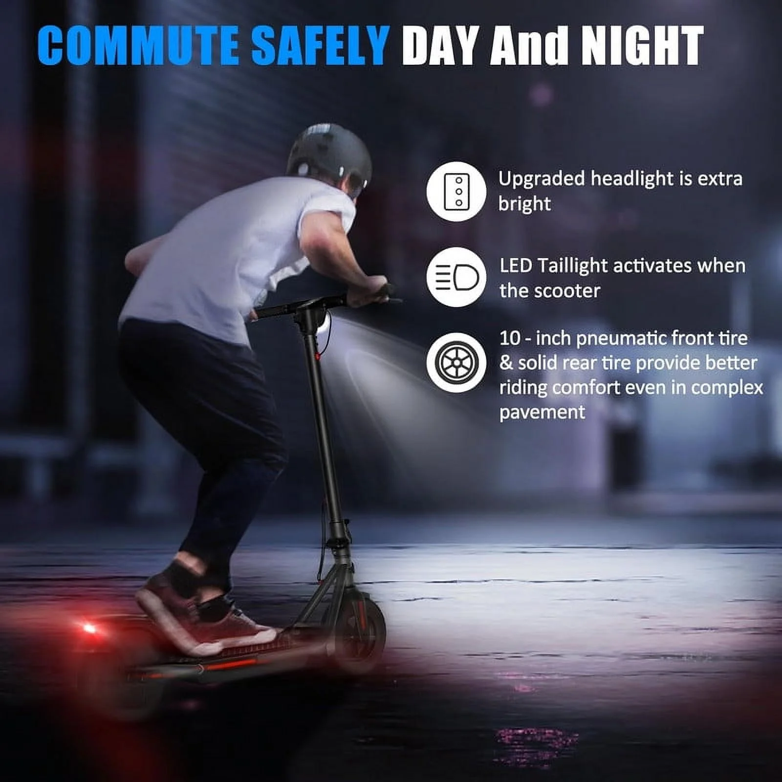 SISIGAD Electric Scooter for Adults Teens, B16 Dart 350W Folding Commute E-Scooter with Double Braking System, 10" Solid Tires, 23Mph Speed, 20 Miles Long Range