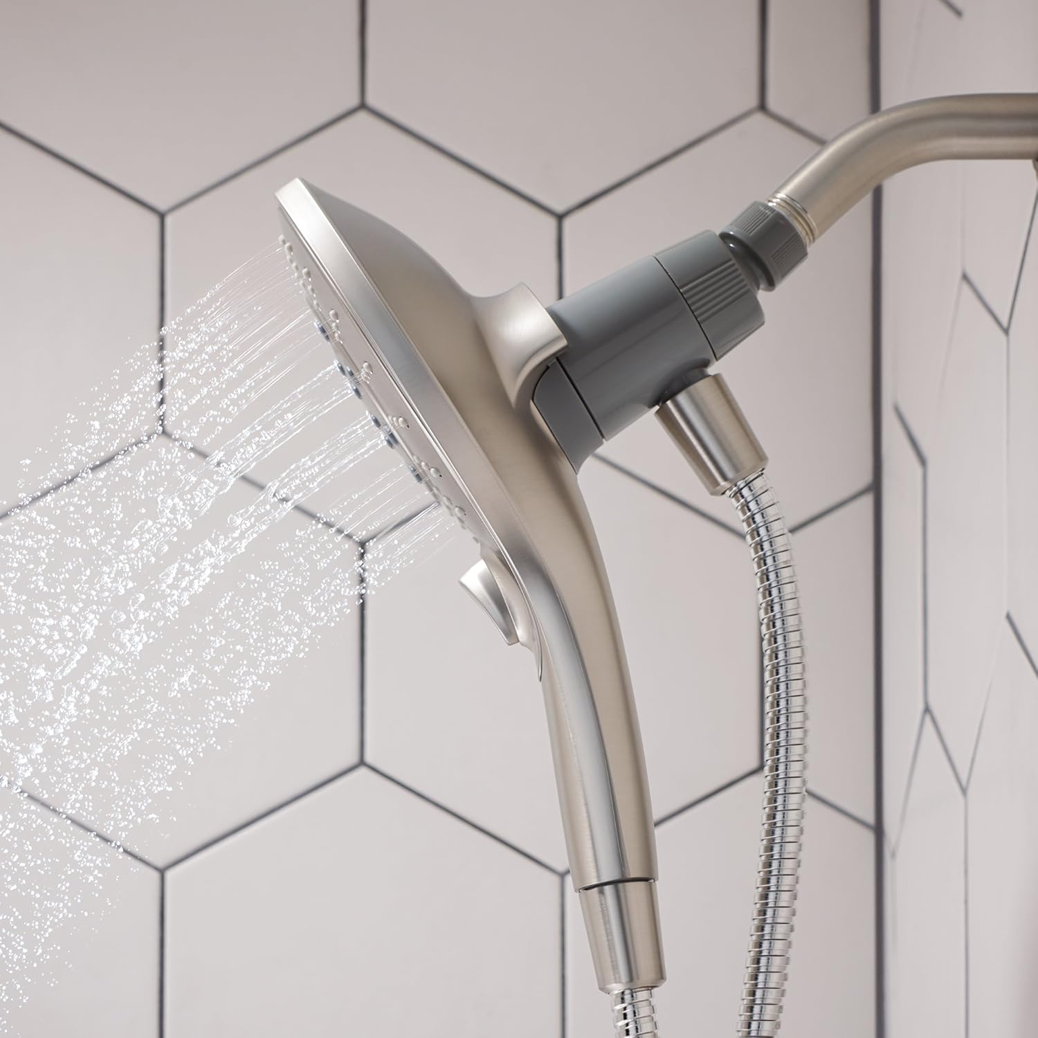 Moen 26112SRN Engage Magnetix Six-Function 5.5-Inch Handheld Showerhead, Spot Resist Brushed Nickel & AT2199BN Replacement Shower Arm Flange for Universal Standard Moen Shower Arms, Brushed Nickel Pack of 2