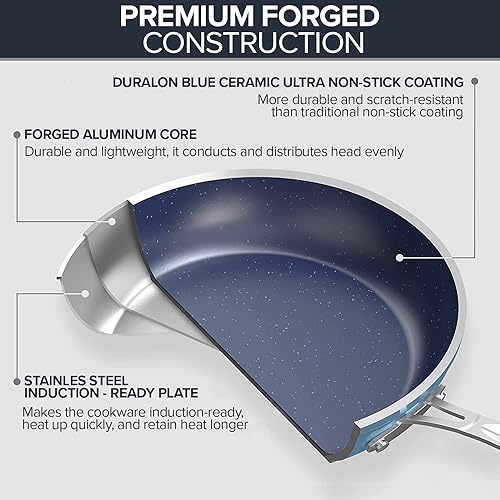Nuwave 7pc Cookware Set Healthy Duralon Ceramic Nonstick Coated, Scratch-Resistant, PFAS Free, Oven Safe, Induction Ready, Glass Lids & Stay-Cool Handle
