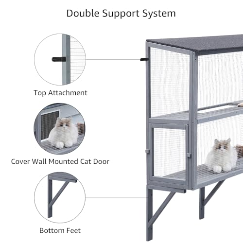 beeNbkks Bug Proof Cat Catio, Window Box Enclosure for Indoor Cats, Wooden Cat Window Perch House, Expandable for Multi Cats, Secure Comfortable Outdoor Haven for Cats, Keep Bugs Insects Out