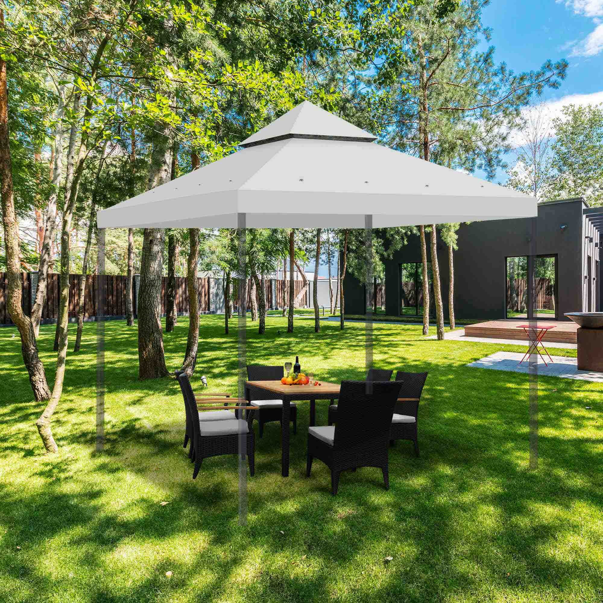 Yescom 10'x10' Gazebo Top Replacement for 2 Tier Outdoor Canopy Cover Patio Garden Yard Grey Y00910T09