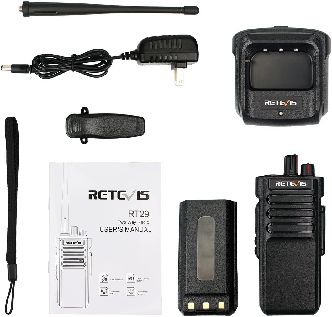 Retevis RT29 Waterproof Walkie Talkie Long Range,Heavy Duty Two Way Radios,Clear Loud,Emergency Alarm,Rechargeable 2 Way Radio for Construction(5 Pack)