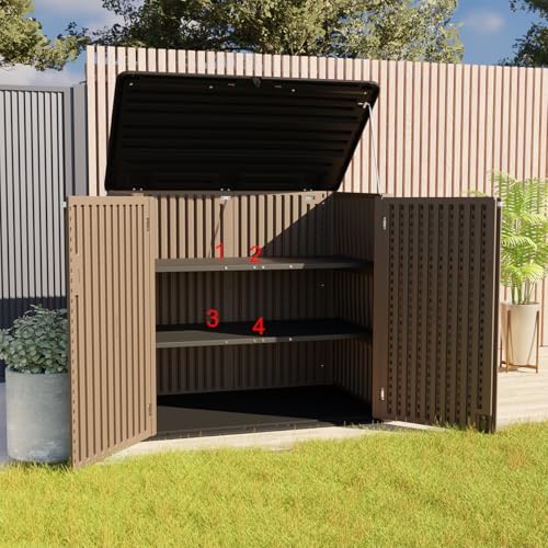KINYING Horizontal Outdoor Storage Shed,47 Cu.ft Resin Outdoor Storage Cabinet Waterproof for Garden/Patio/Backyards