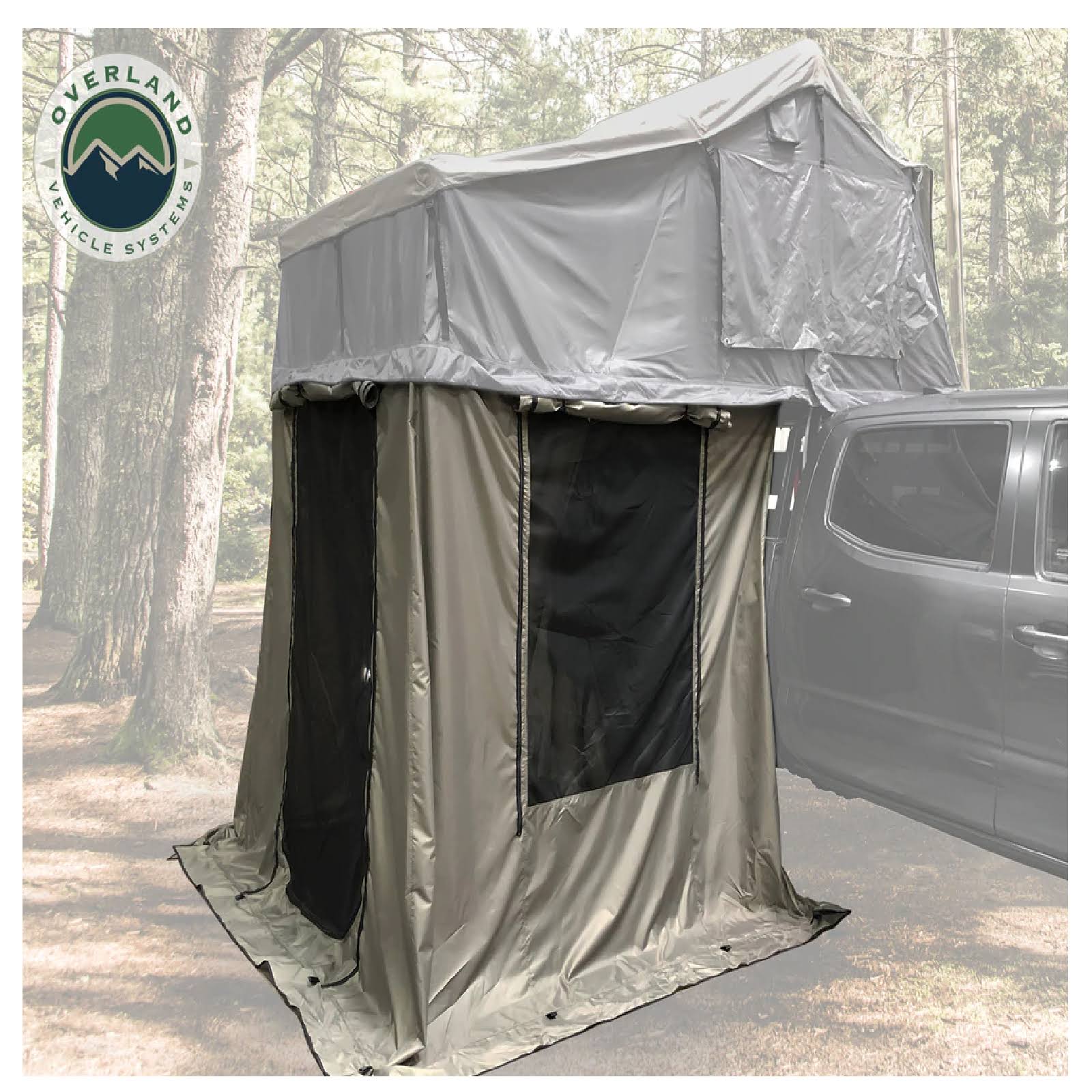 Overland Vehicle Systems 18049836 Nomadic 4 Annex - Green Base with Black Floor u0026 Travel Cover